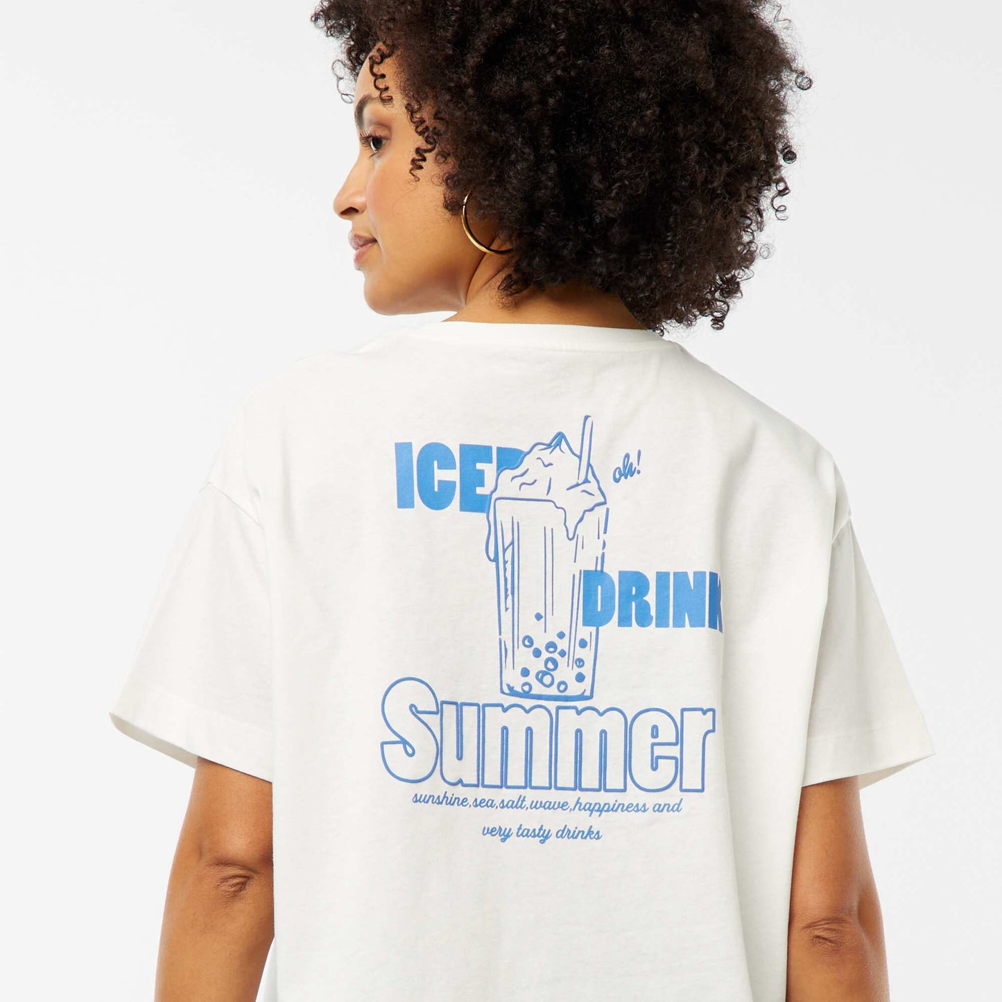 T-shirt à manches courtes imprimé recto/verso BLANC