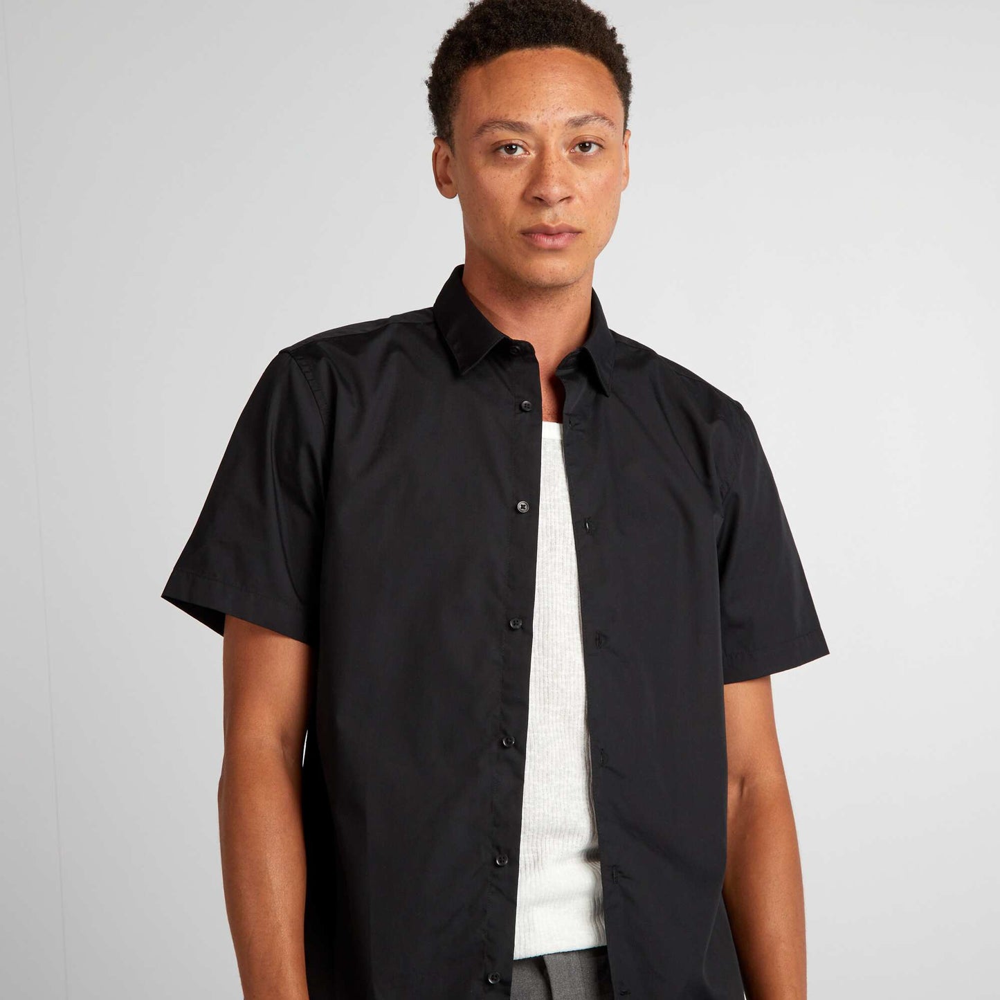 Chemise droite à manches courtes NOIR