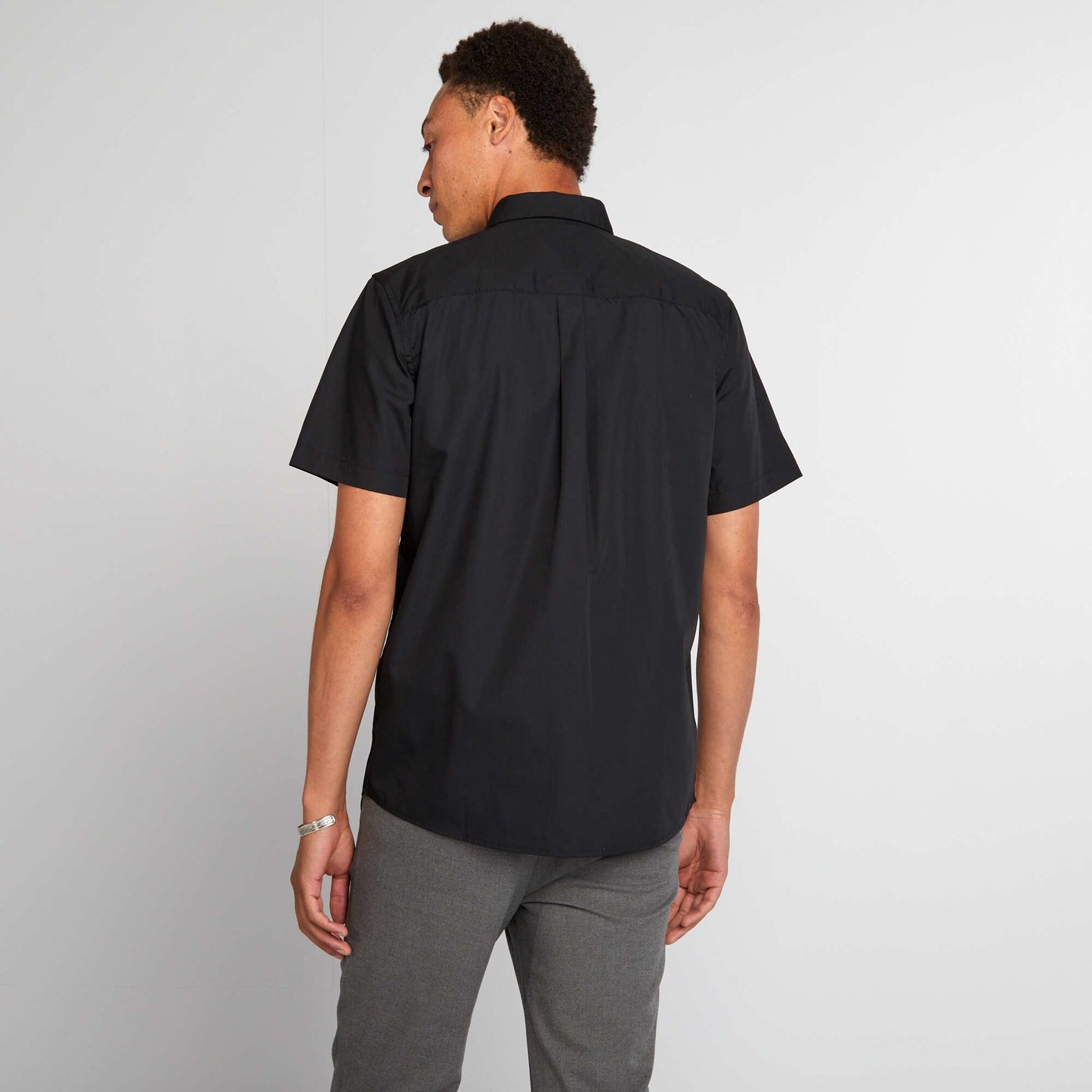 Chemise droite à manches courtes NOIR