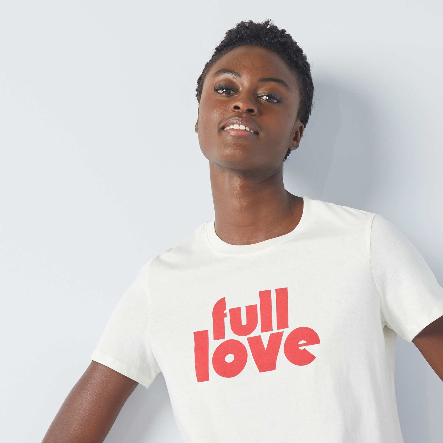 T-shirt en jersey imprim Blanc'full love'