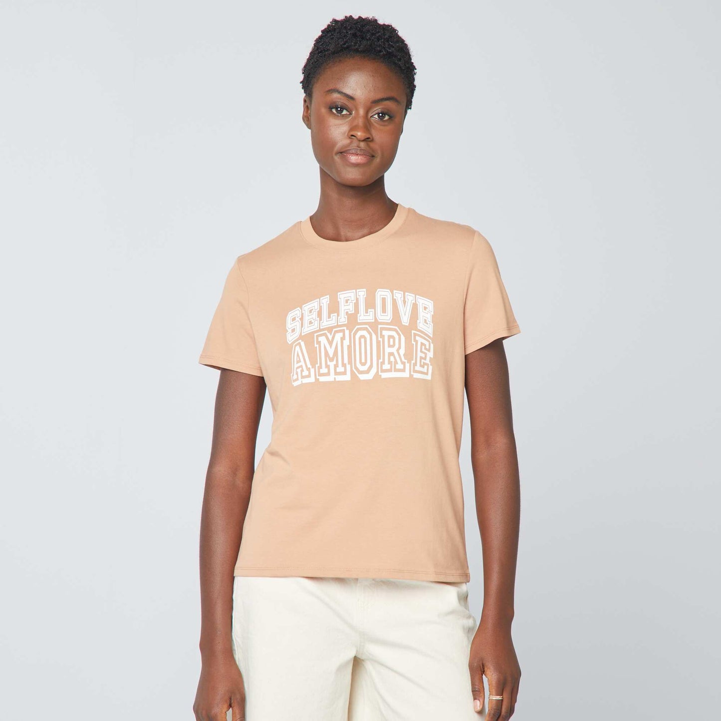 T-shirt en jersey imprim MARRON