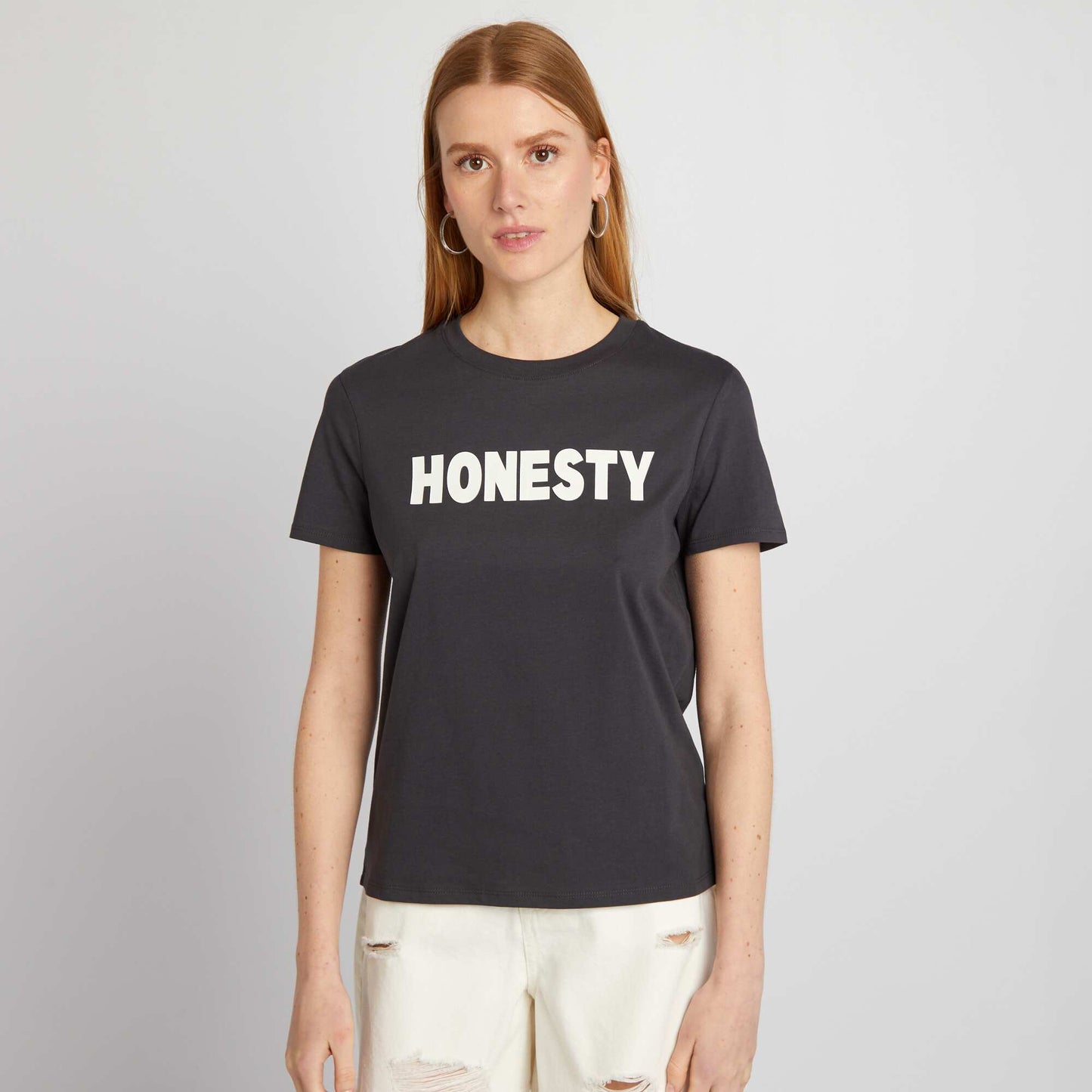 T-shirt en jersey imprim NOIR