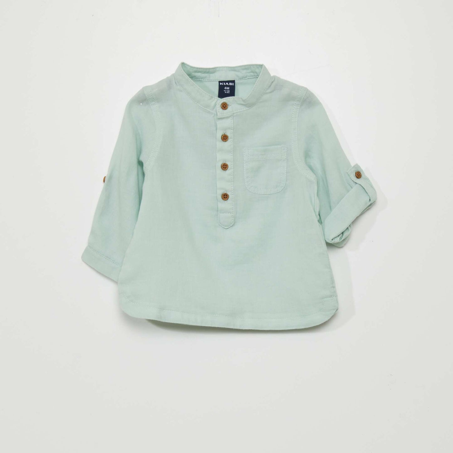 Chemise col tunisien BLEU TURQUOISE