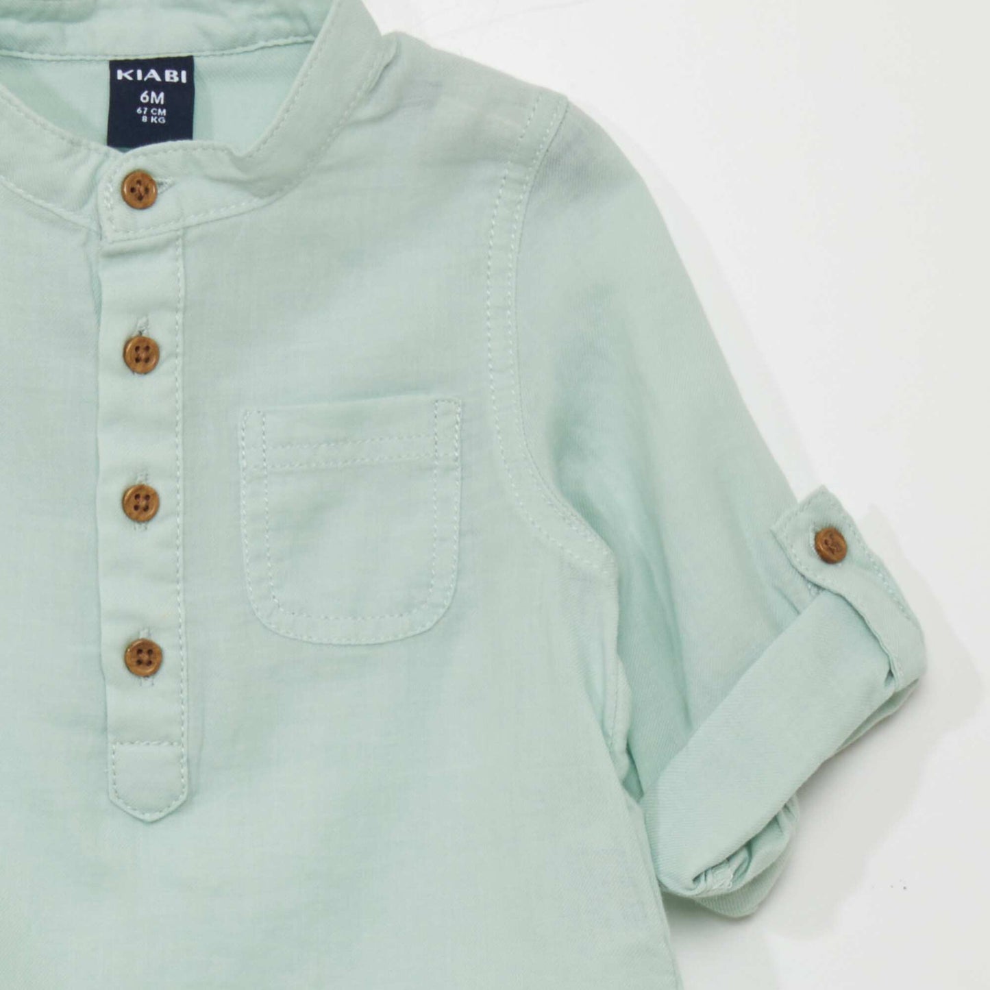 Chemise col tunisien BLEU TURQUOISE