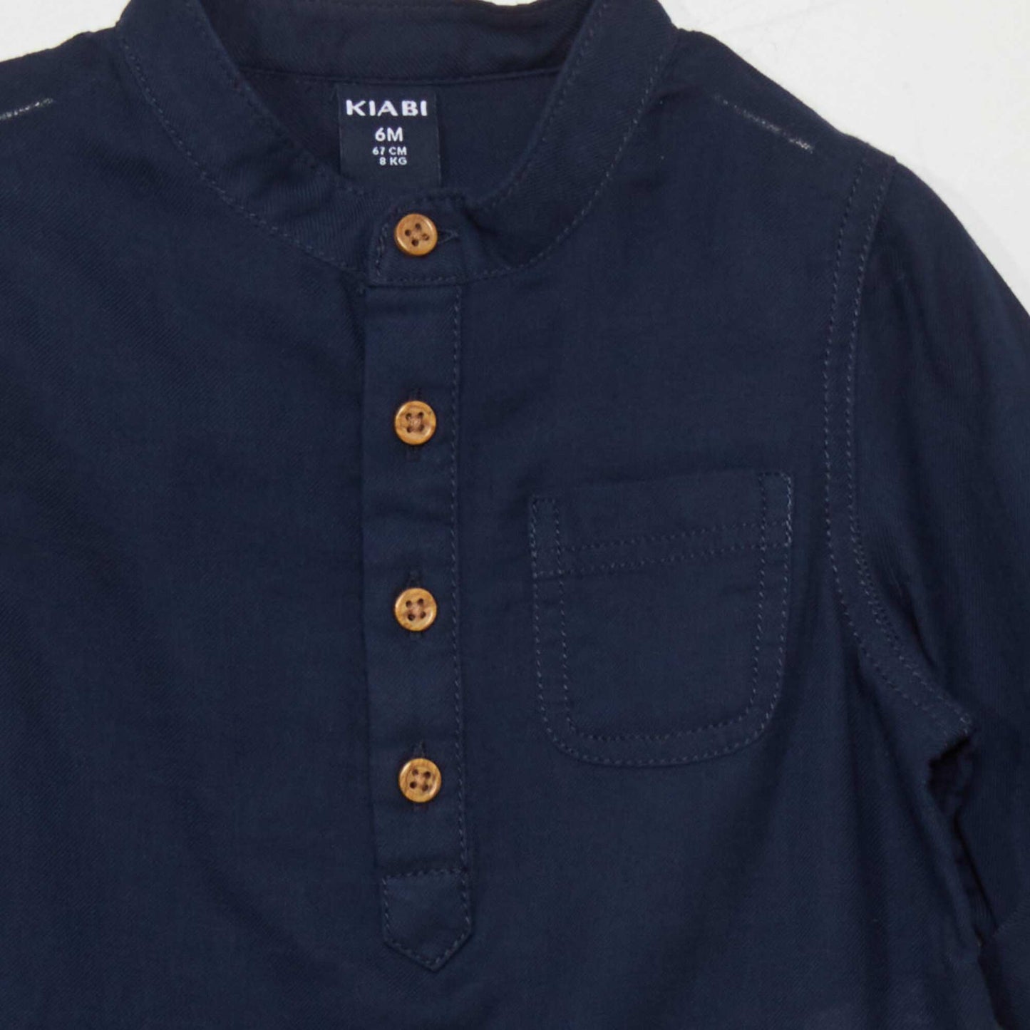 Chemise col tunisien Bleu marine