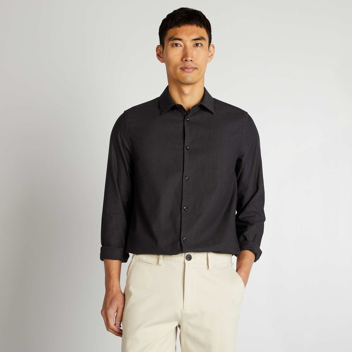 Chemise droite unie Gris