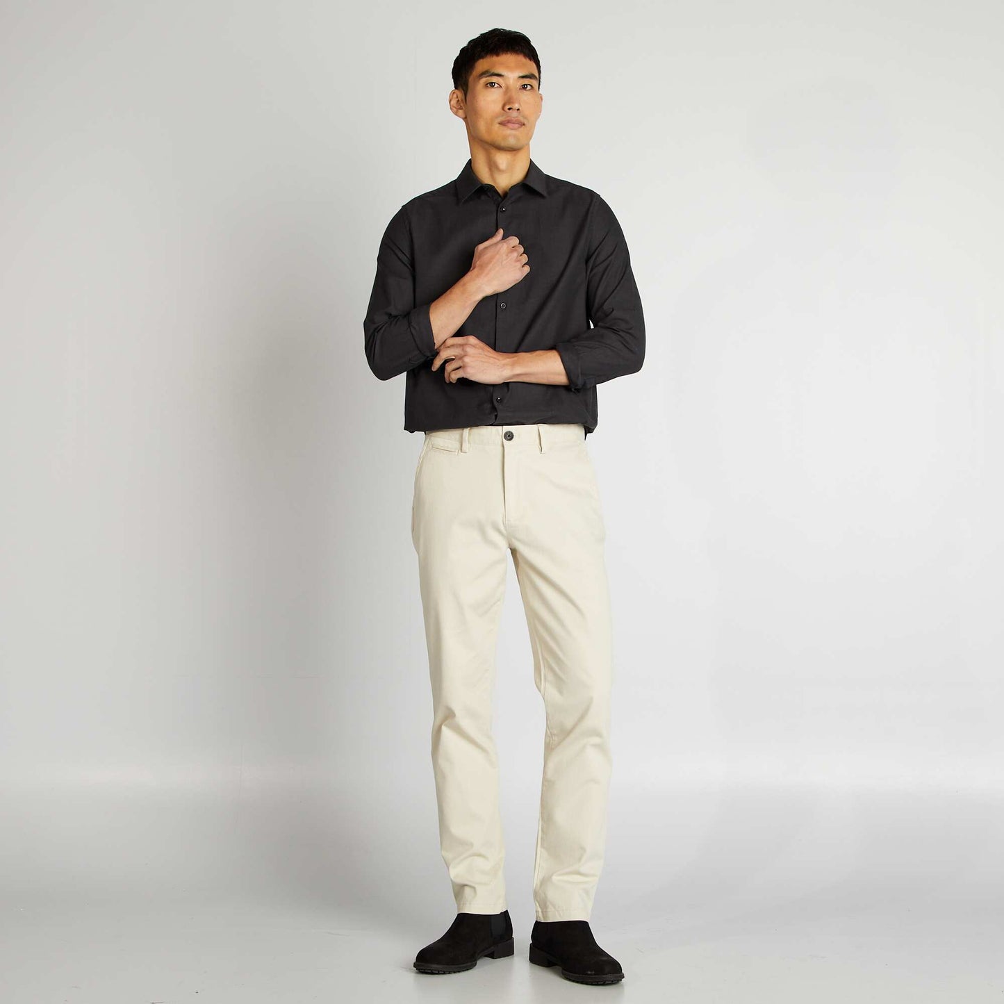 Chemise droite unie Gris