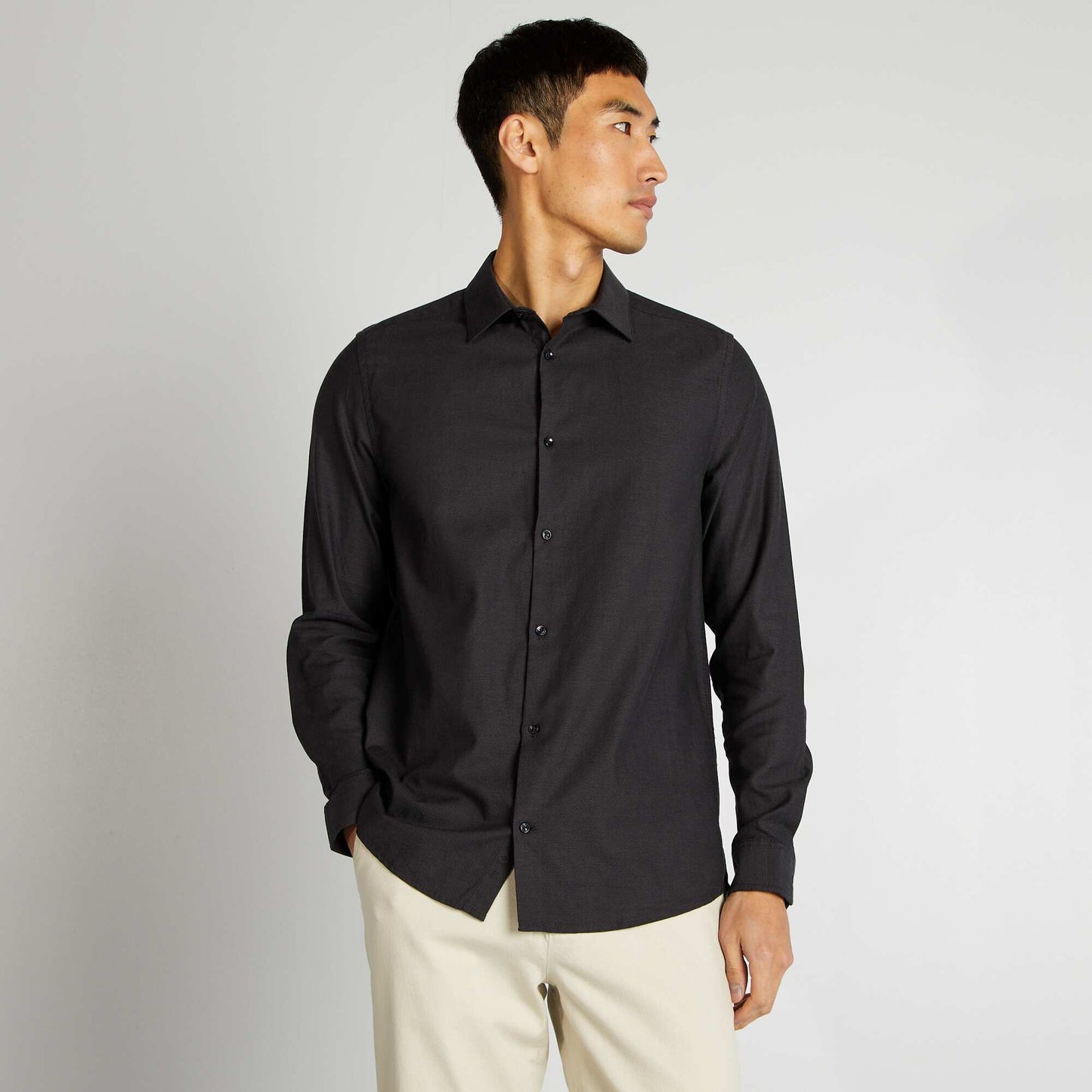 Chemise droite unie Gris
