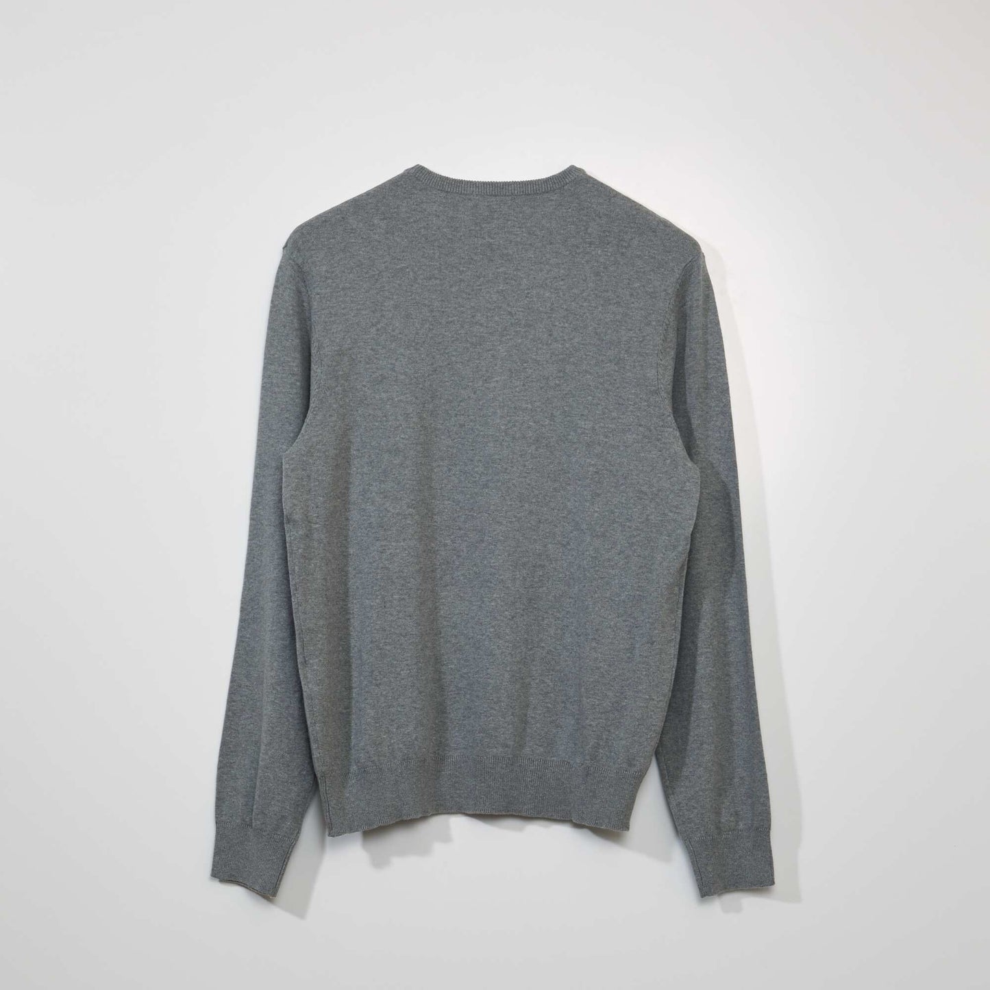 Pull uni à col rond Gris