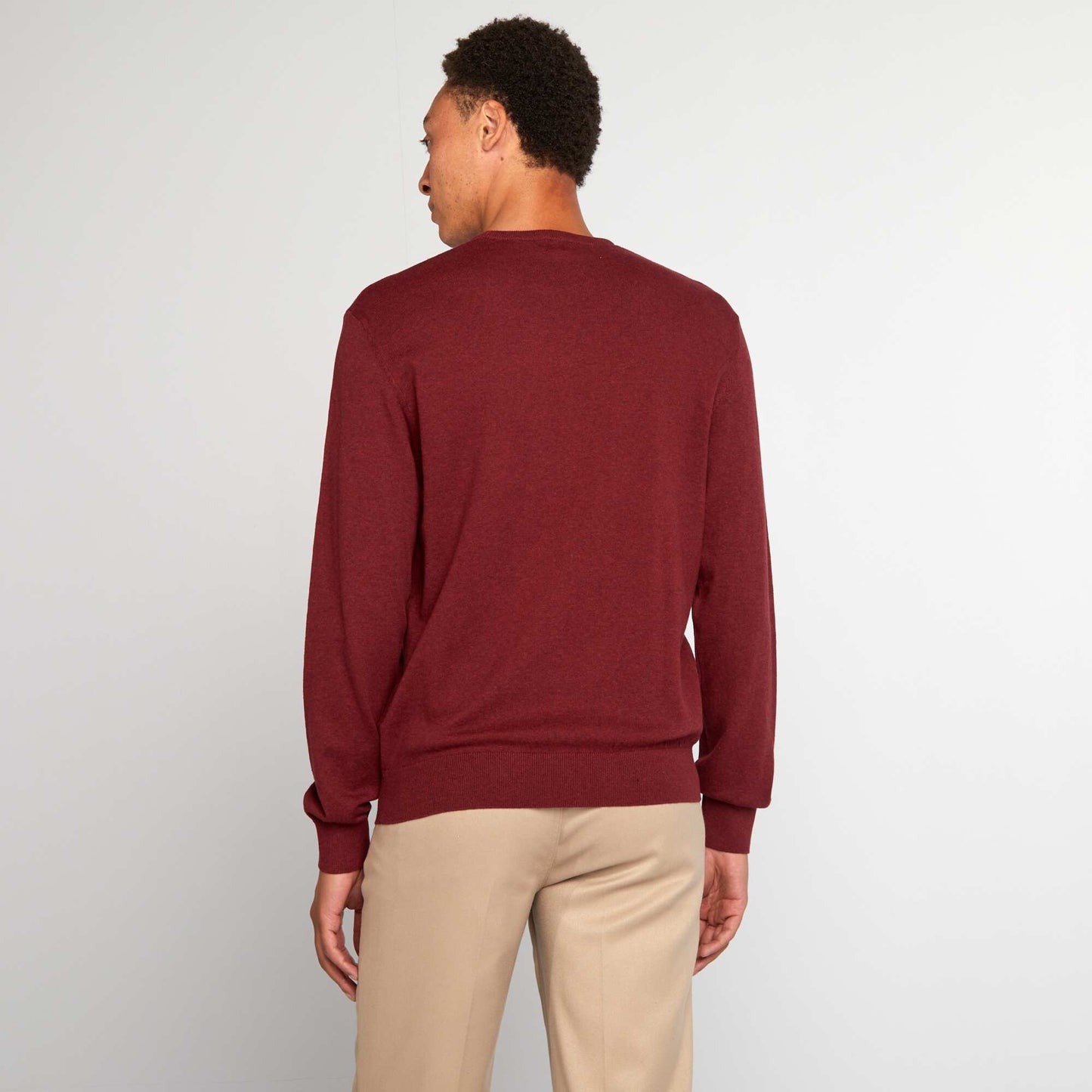 Pull uni col rond Bordeaux