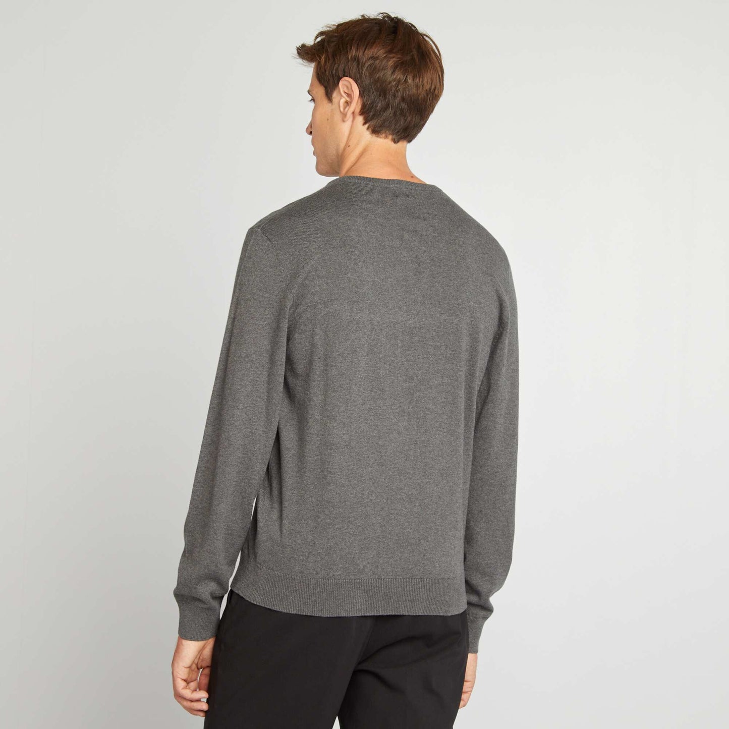 Pull basique en maille unie Gris fonc