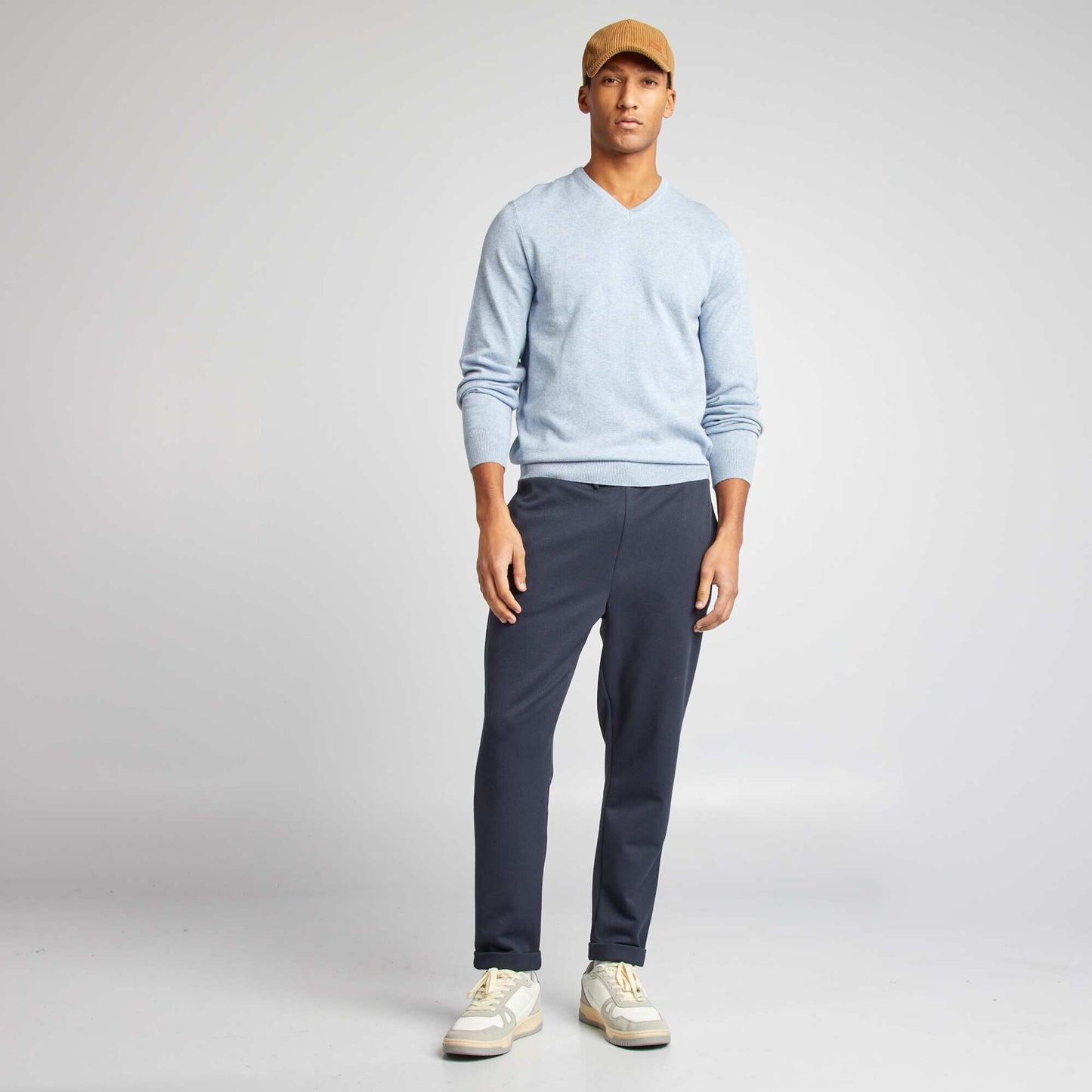 Pull basique en maille unie Bleu