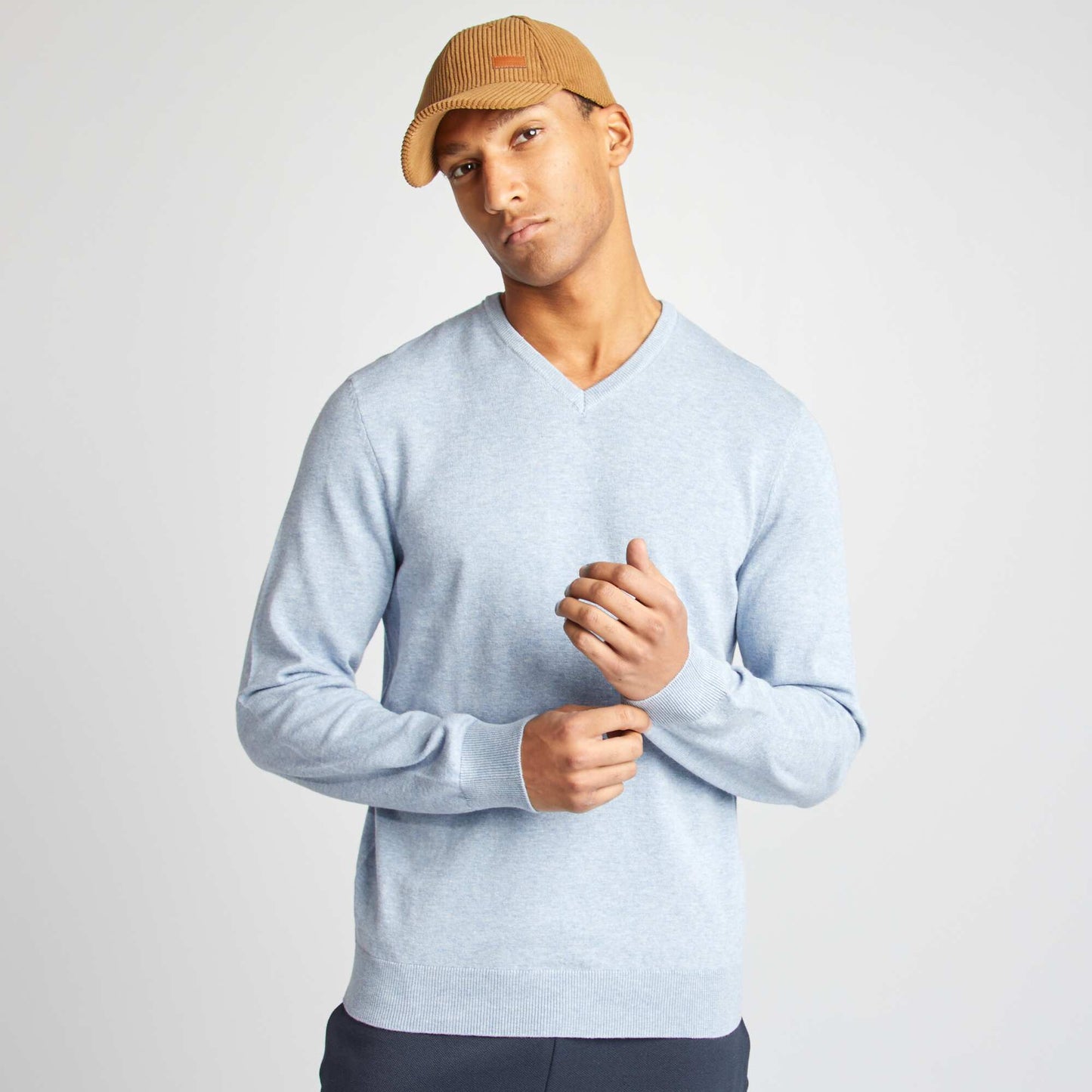 Pull basique en maille unie Bleu