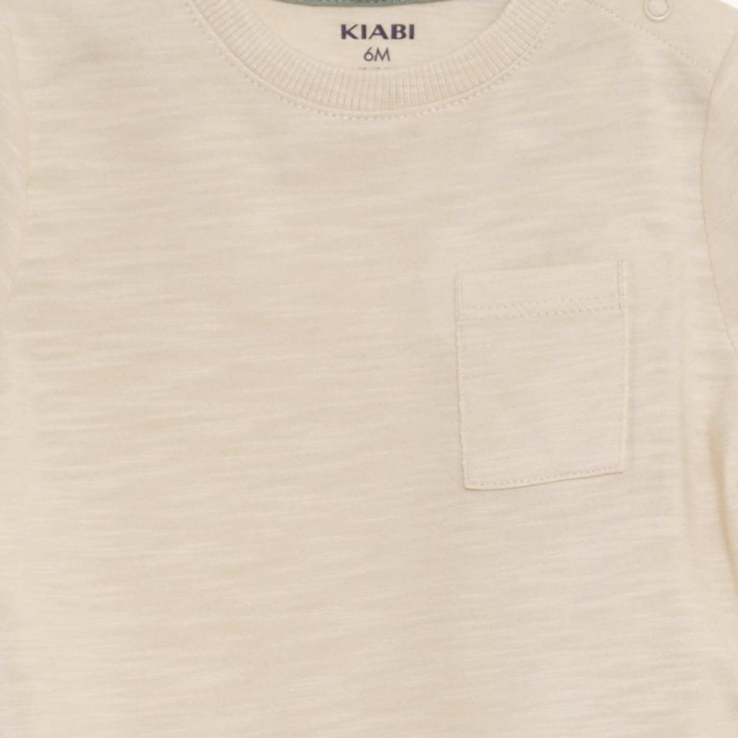 T-shirt col rond avec poche Beige