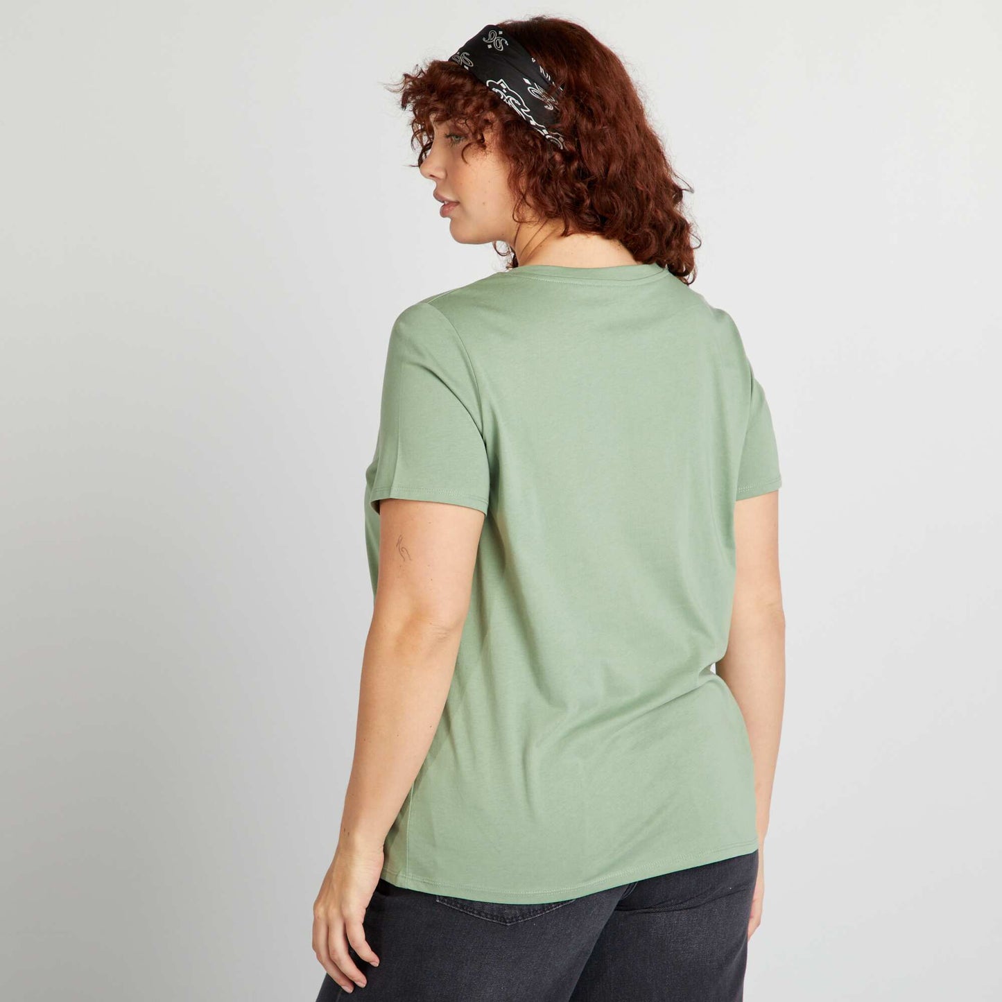 T-shirt en jersey col V Vert