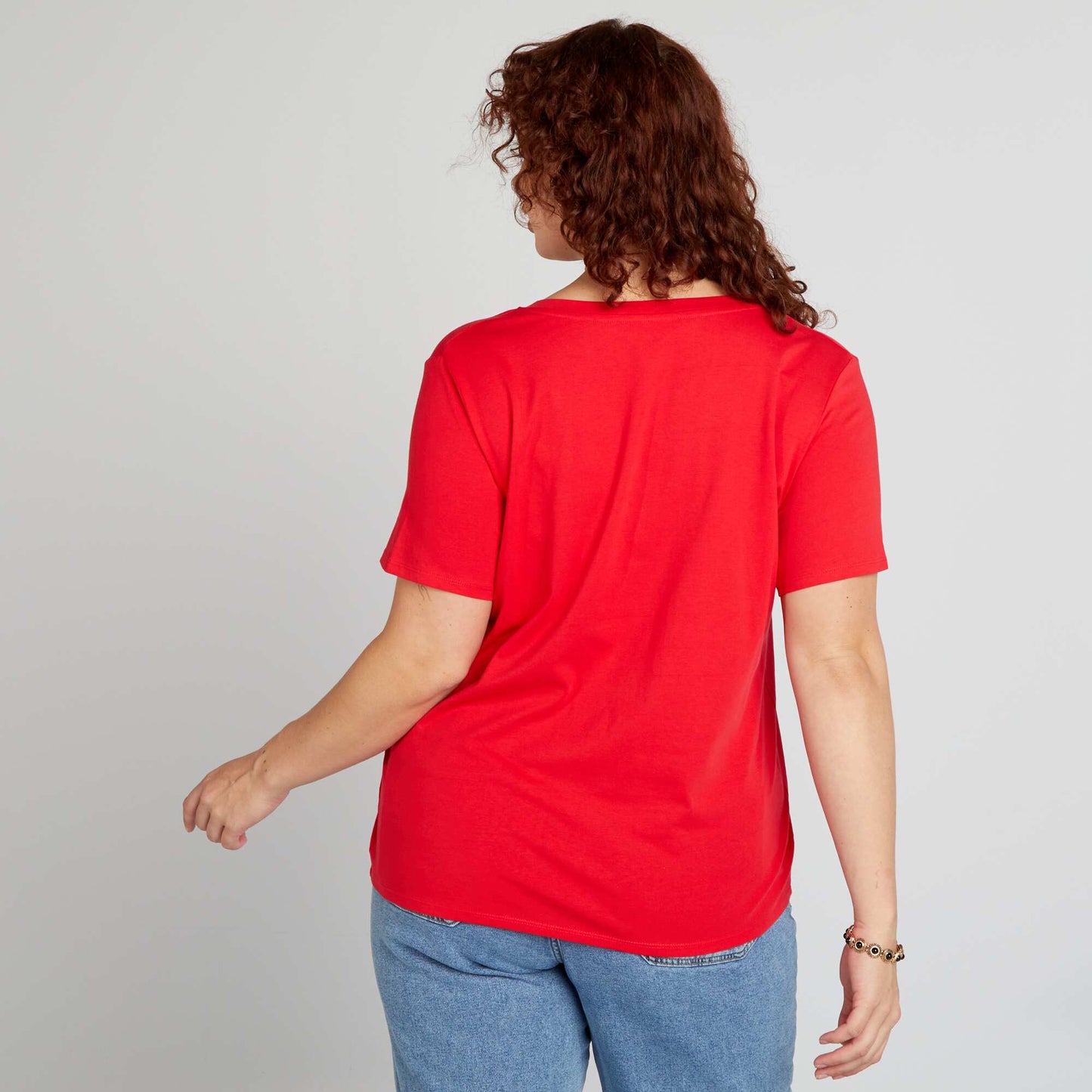 T-shirt en jersey col V rouge