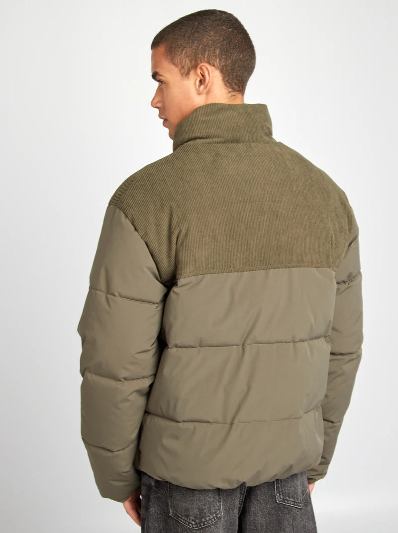 Blouson matelass avec velours Kaki