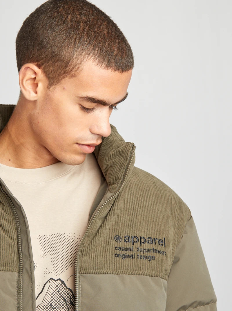 Blouson matelass avec velours Kaki