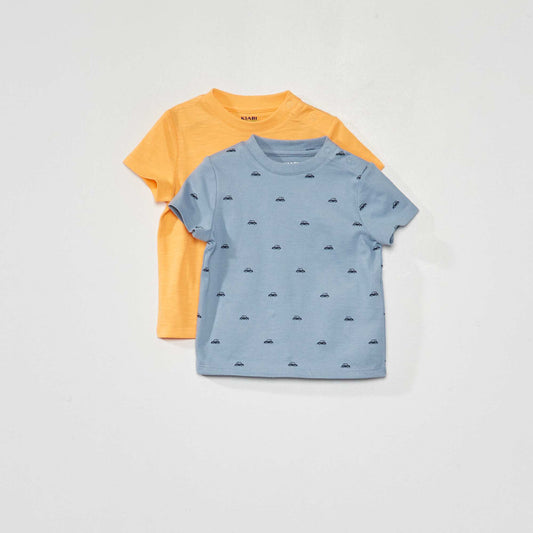 Lot de 2 tee-shirts basiques Bleu/orange