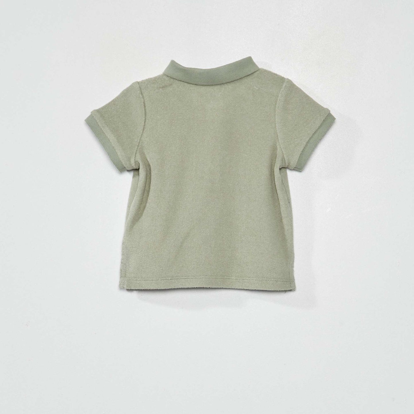 Polo manches courtes en ponge vert gris