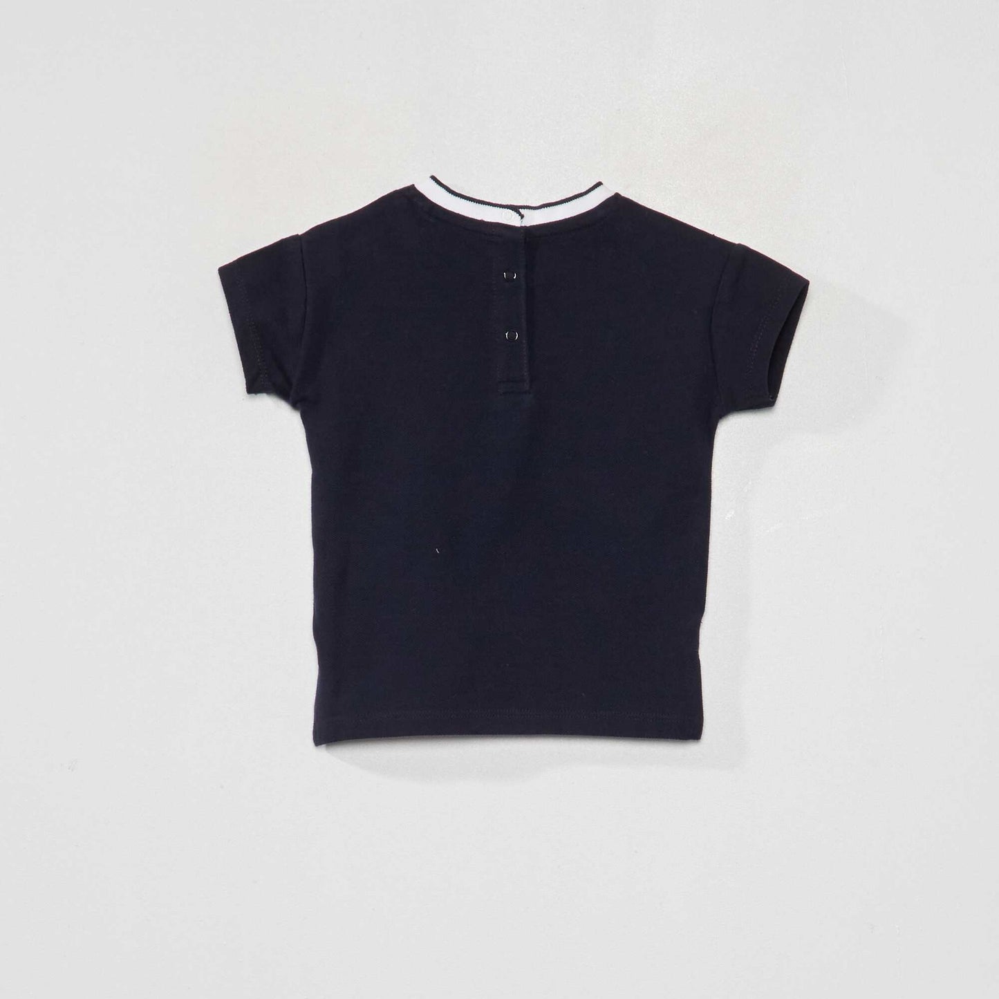 Tee-shirt en maille piqu e esprit polo bleu marine