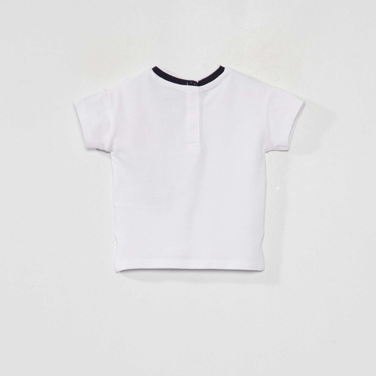 Tee-shirt en maille piqu e esprit polo blanc