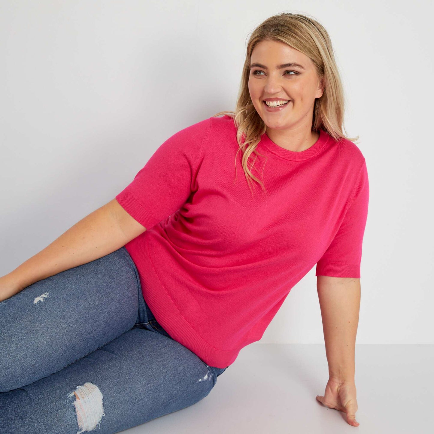 Pull en maille fine Rose