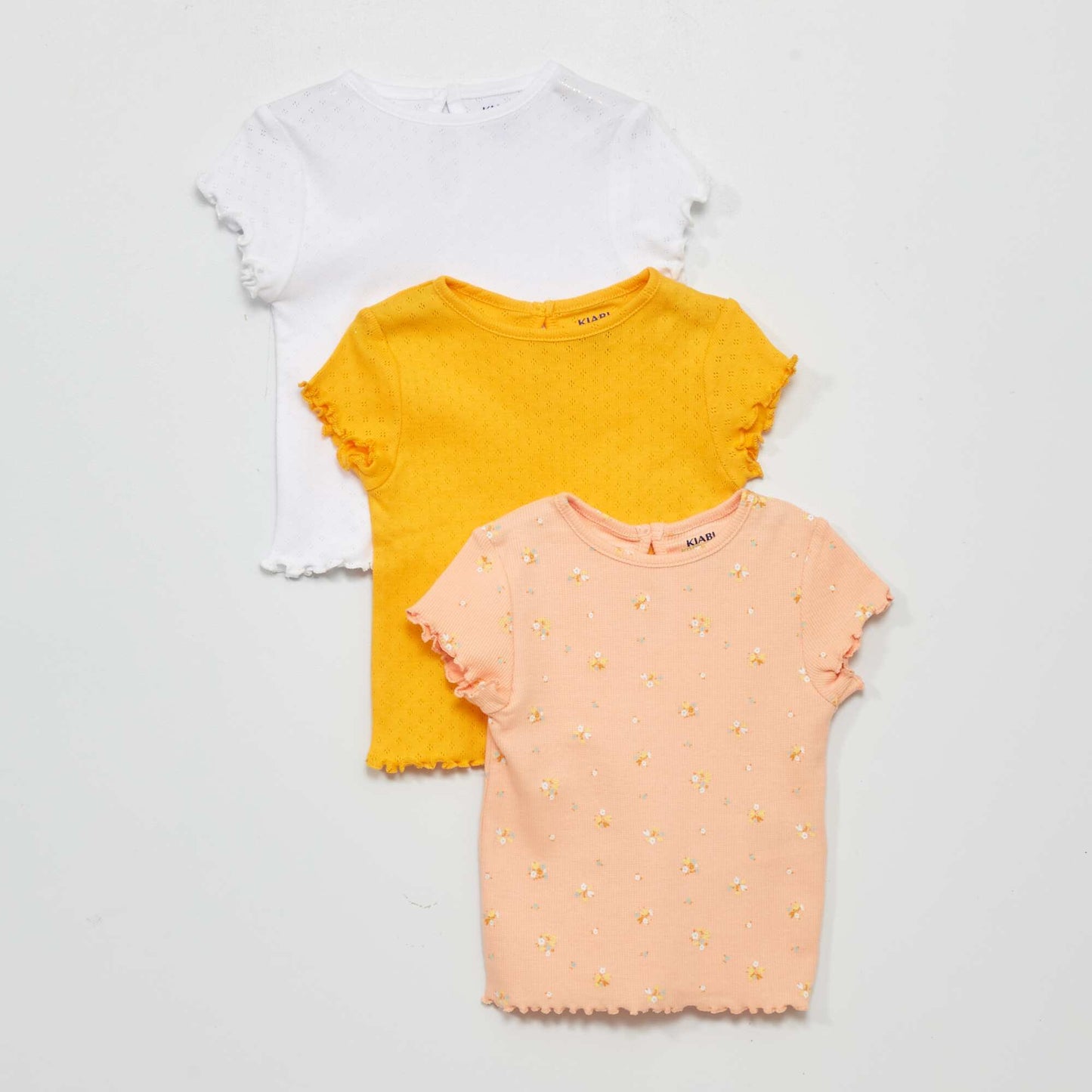 Lot de 3 t-shirts en maille pointelle ORANGE