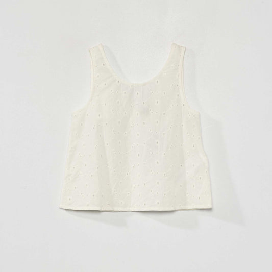 Top en broderie anglaise blanc