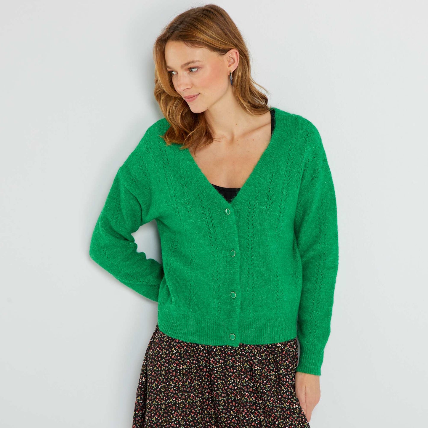 Gilet en tricot ajour Vert