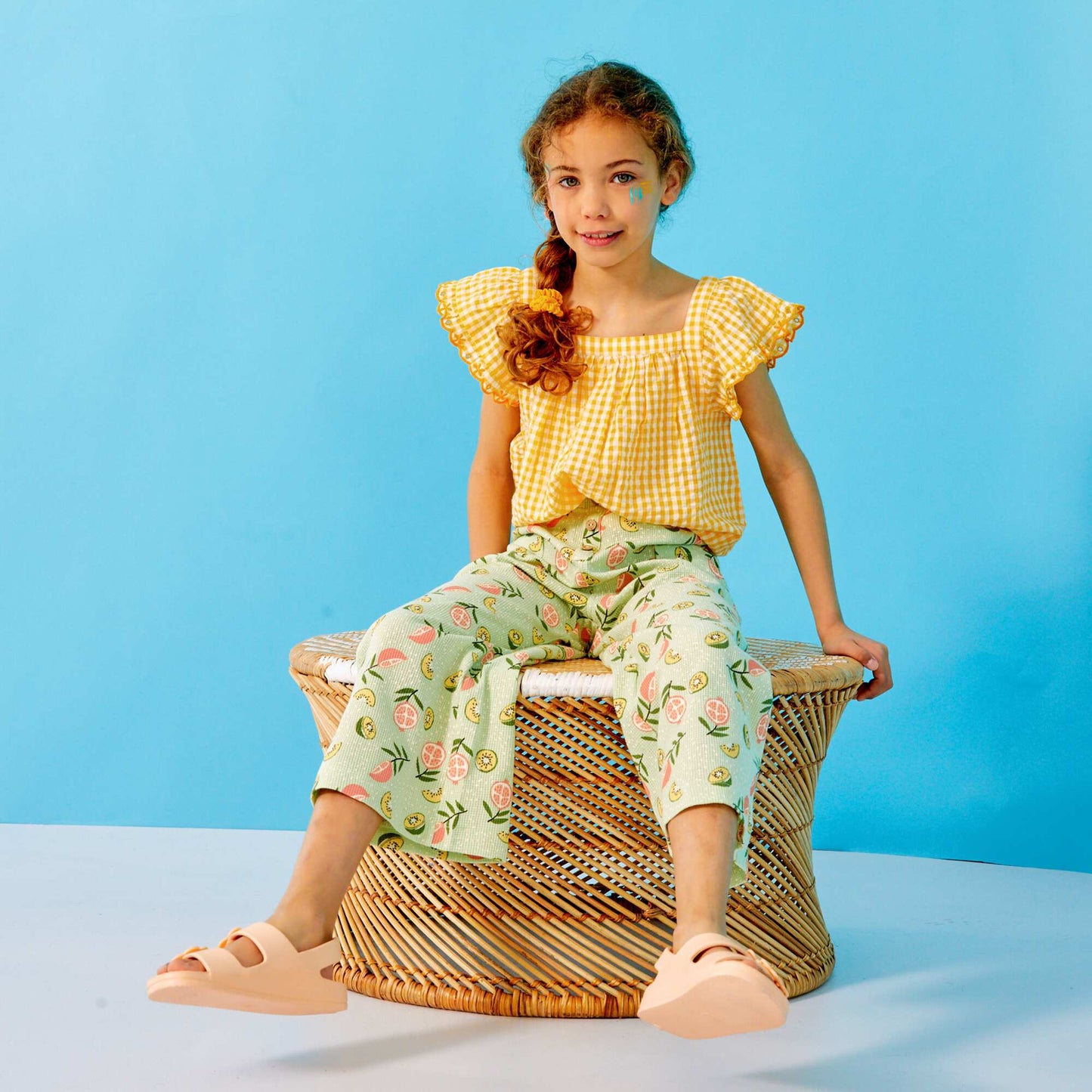 Blouse avec imprim 'vichy' Jaune