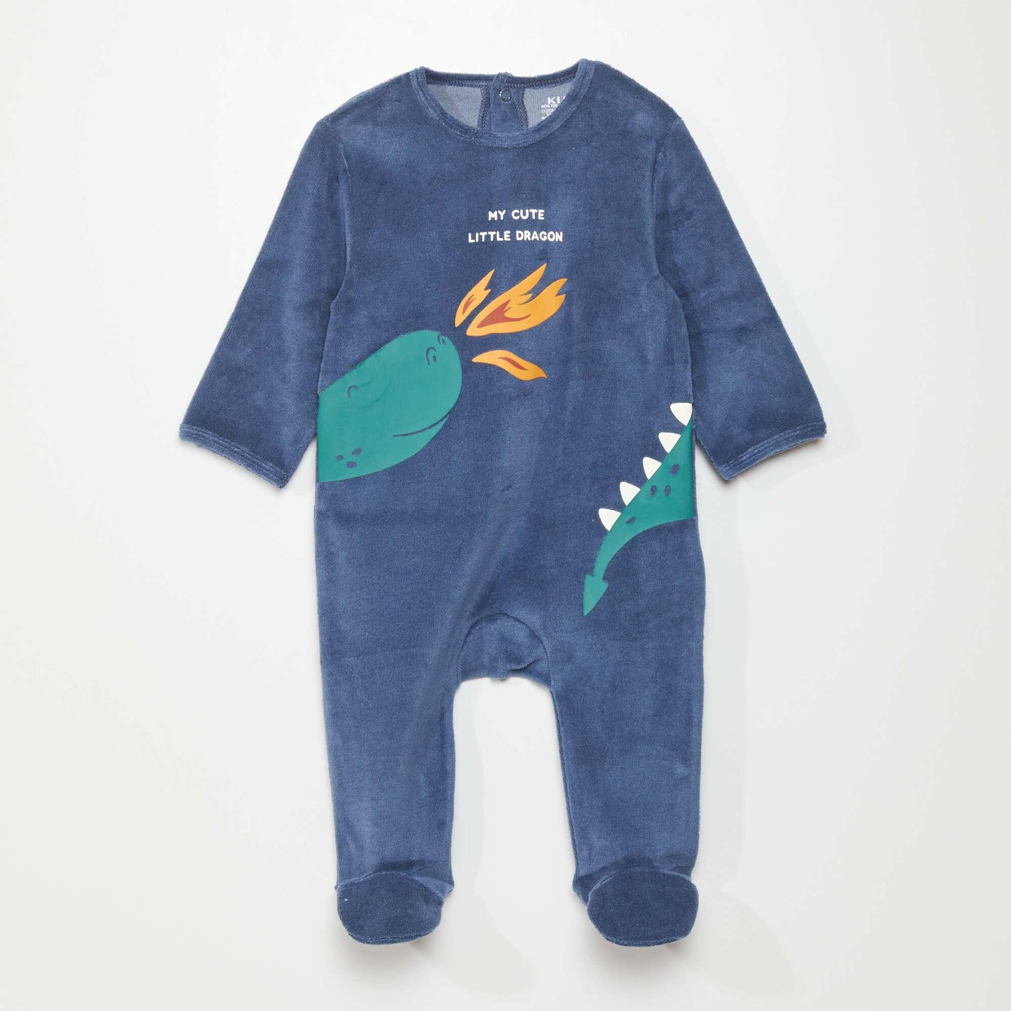 Pyjama dors-bien en velours Bleu marine 'dragon'