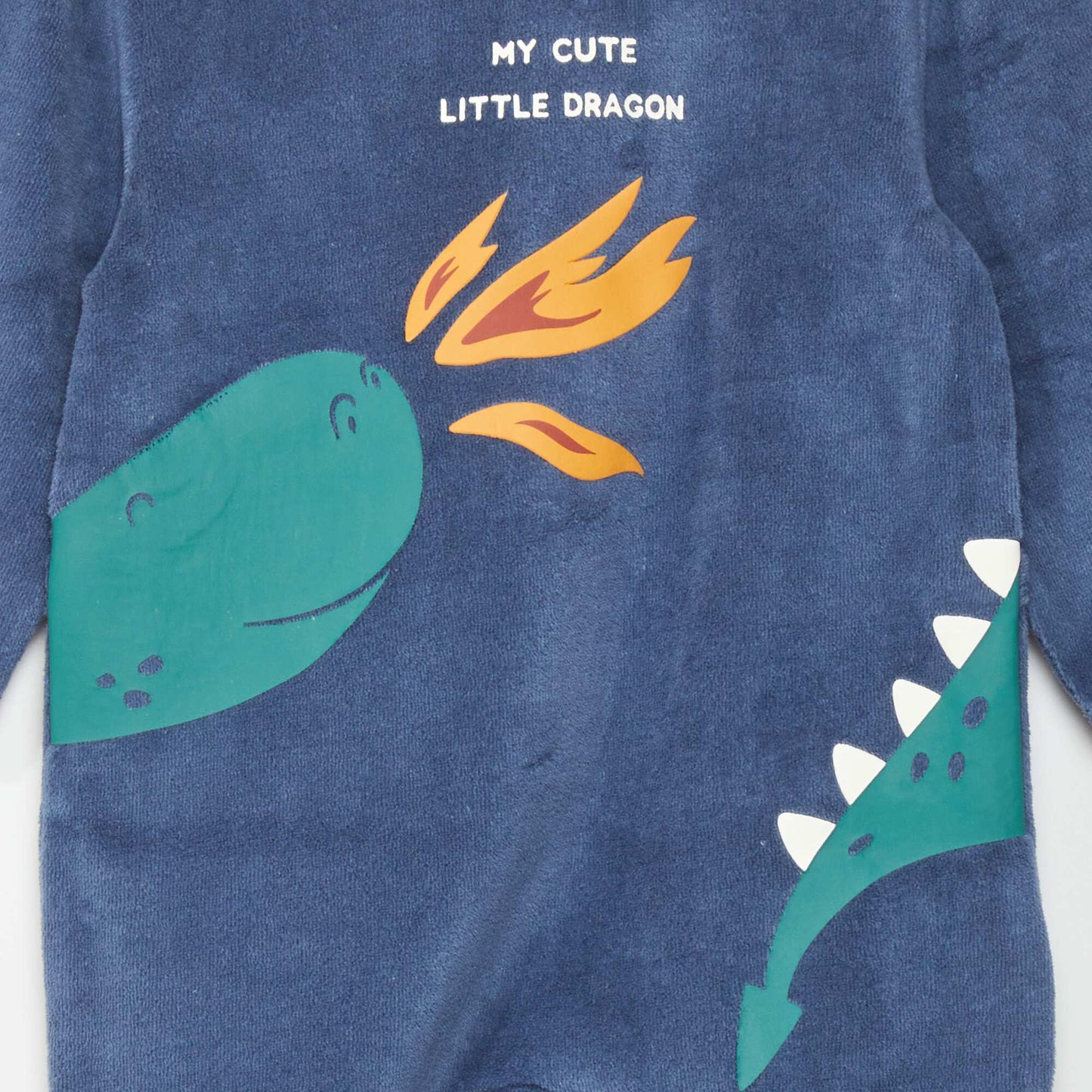 Pyjama dors-bien en velours Bleu marine 'dragon'