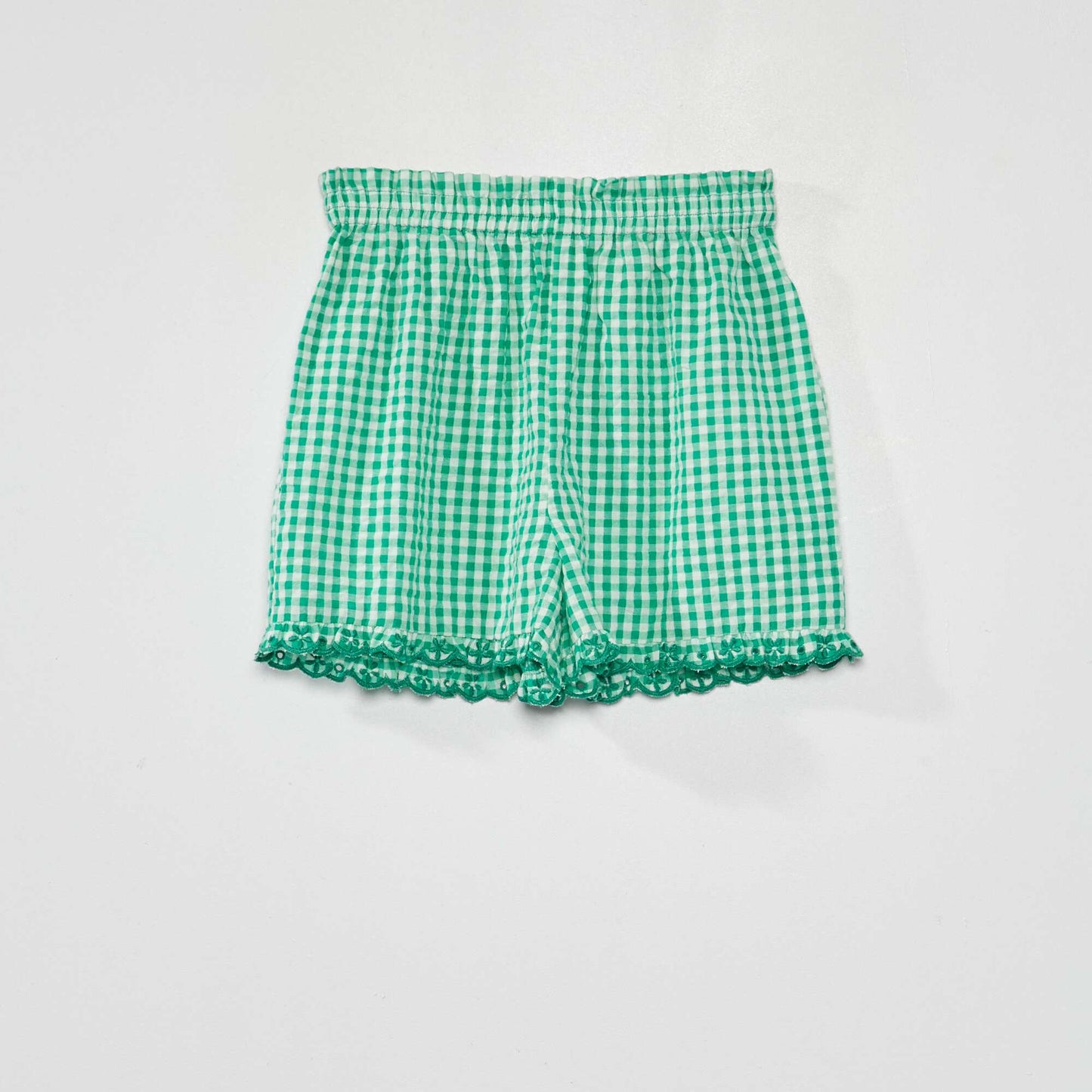 Short vichy et bords ondul s Vert