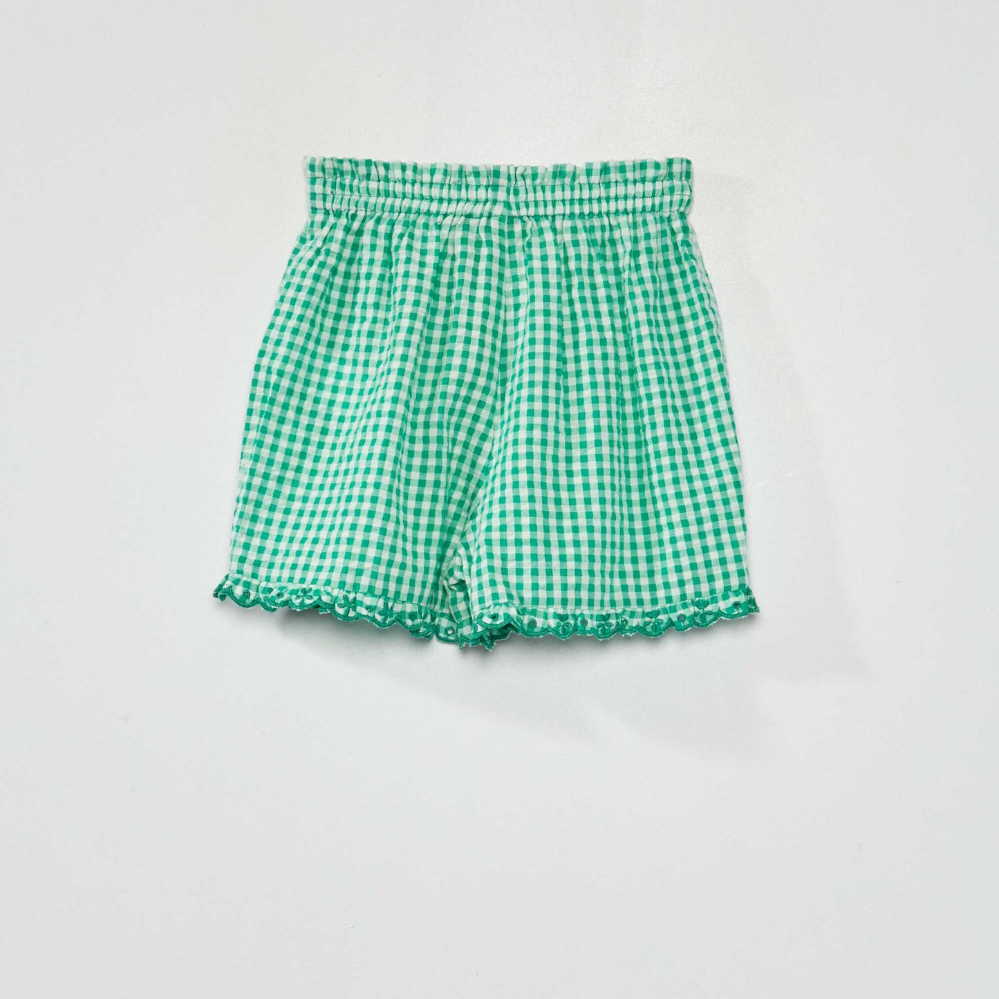 Short vichy et bords ondul s Vert