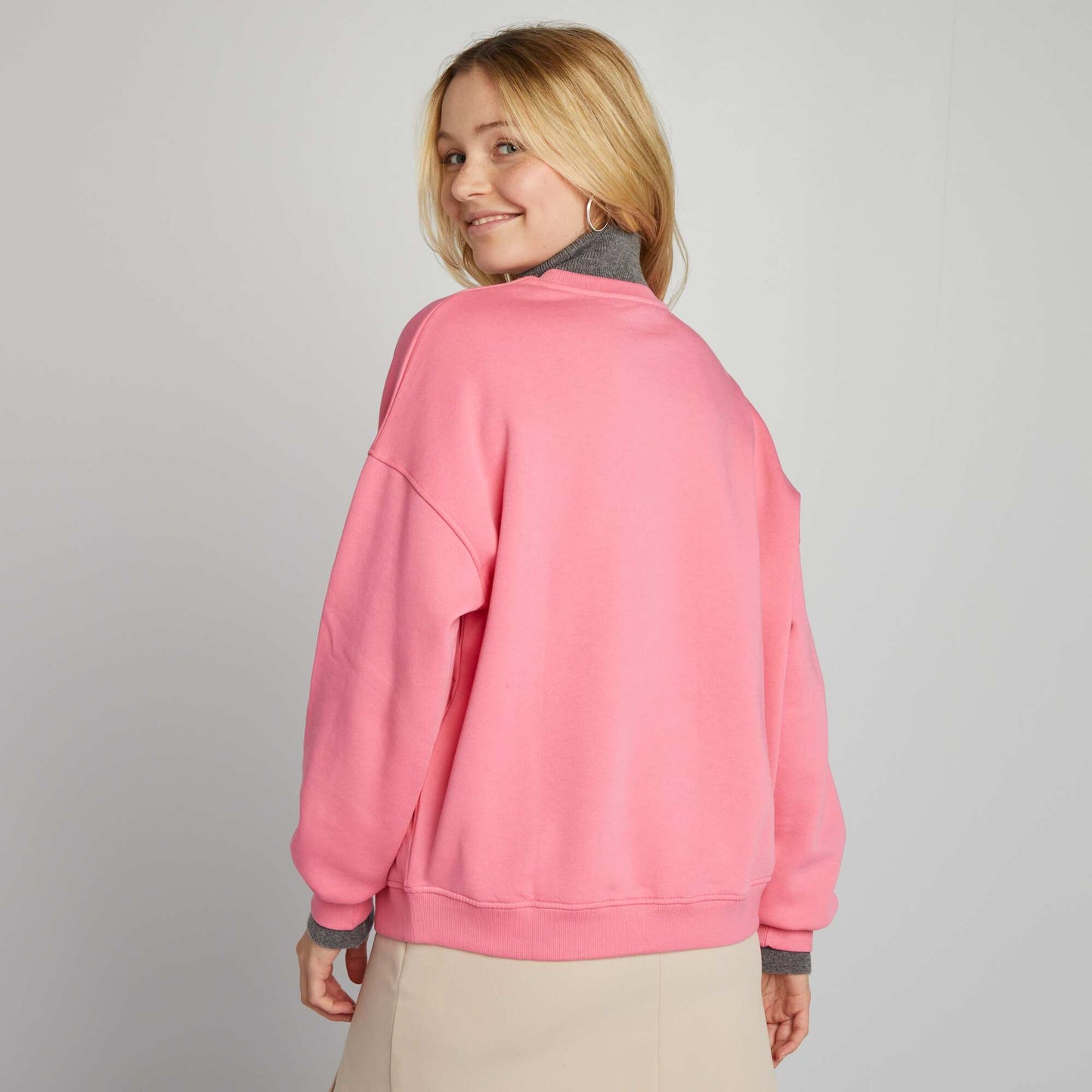 Sweat en molleton uni rose