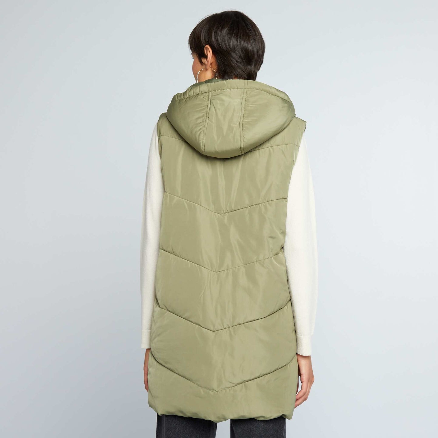Doudoune longue sans manches Vert