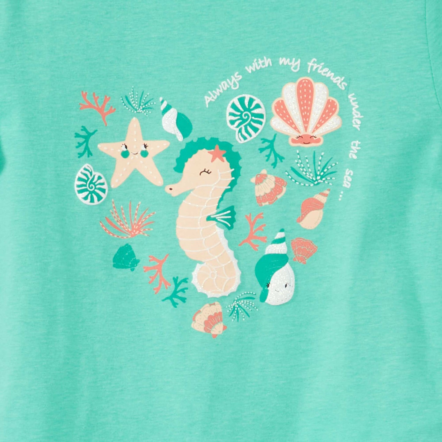 T-shirt en jersey avec motifs fantaisie Vert 'hippocampe'