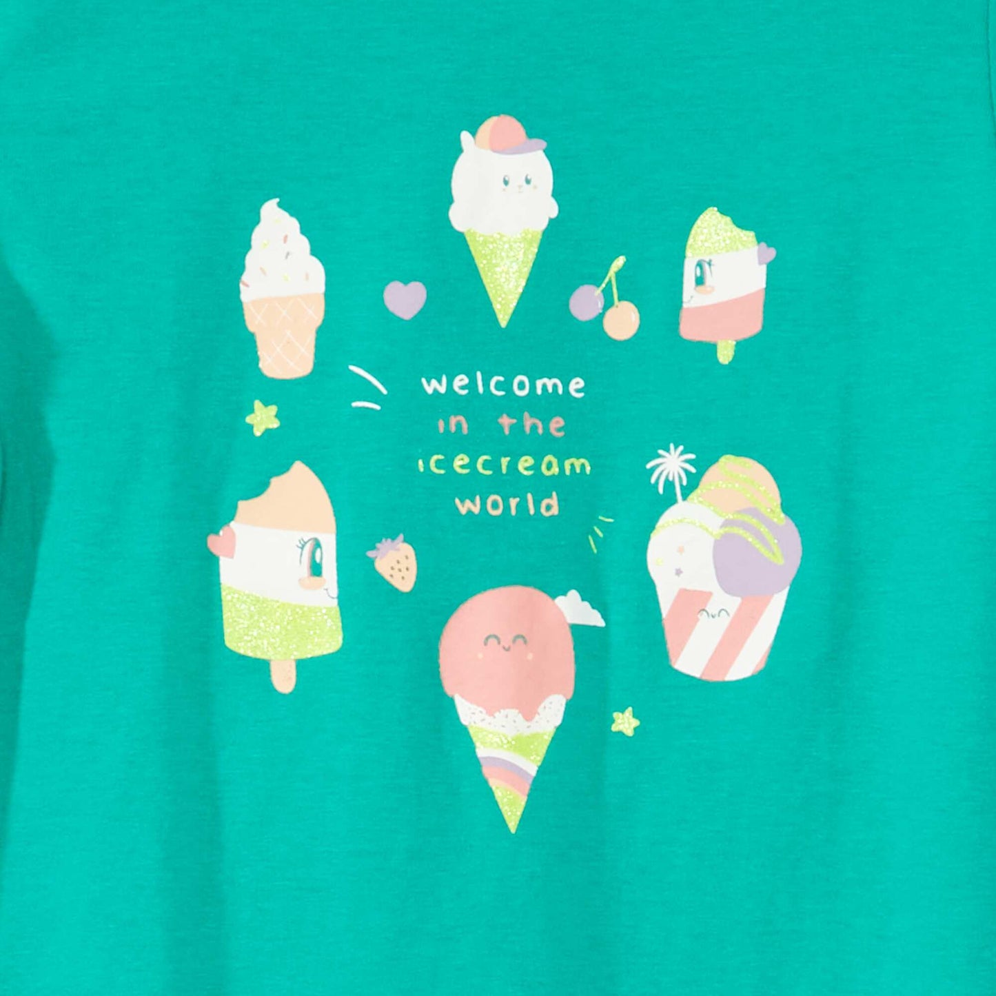T-shirt en jersey avec motifs fantaisie Vert 'glace'