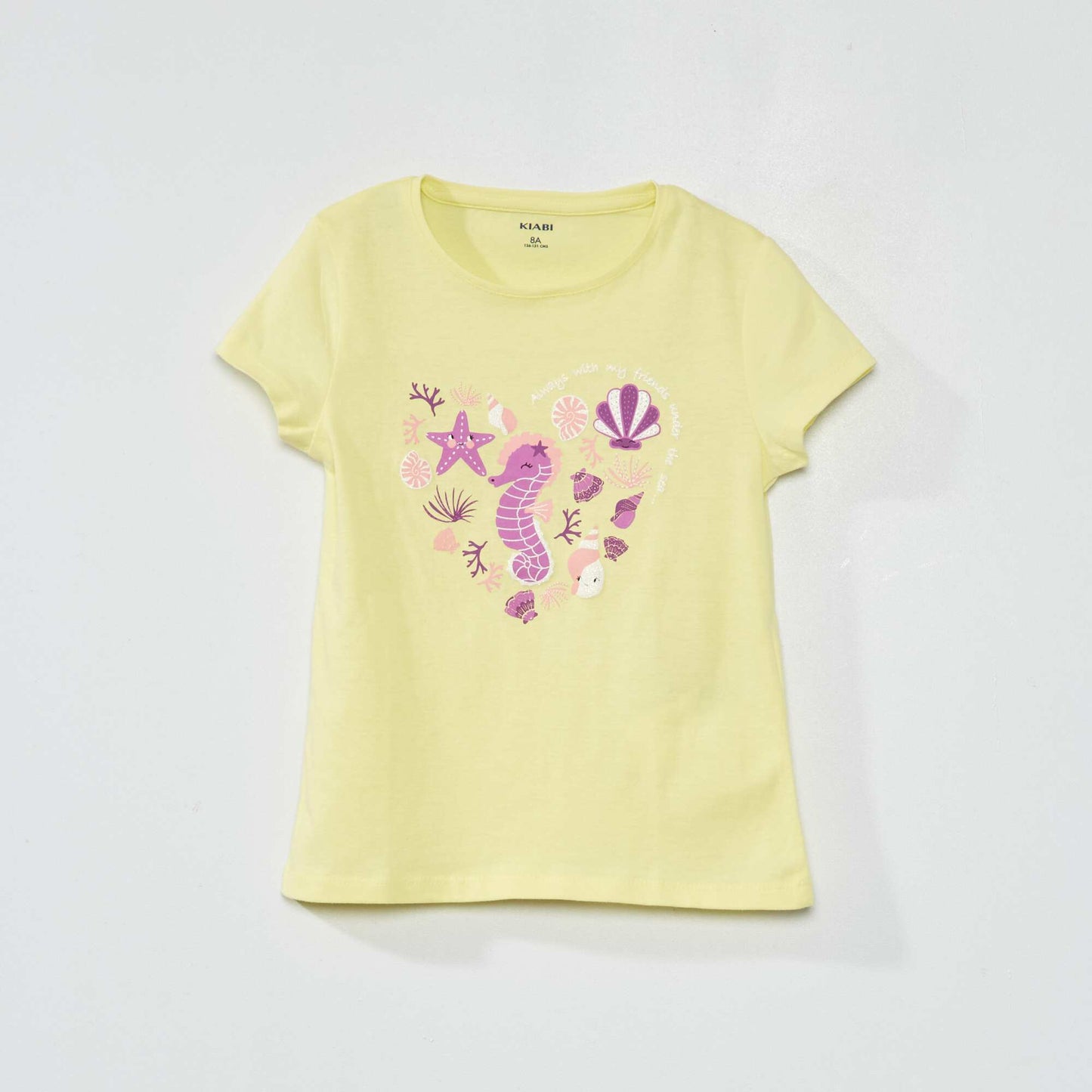 T-shirt en jersey avec motifs fantaisie Jaune 'hippocampe'