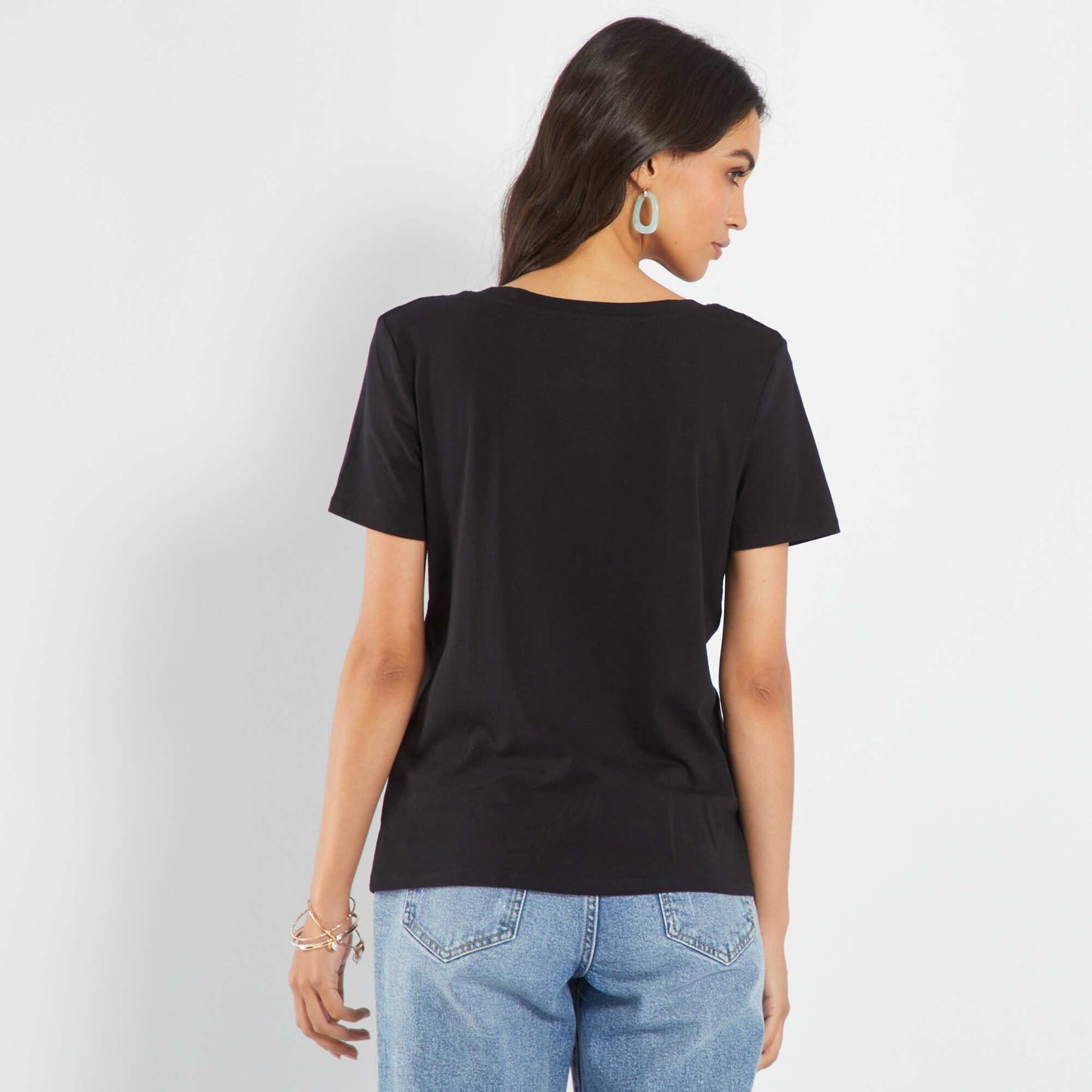 T-shirt en maille jersey col rond noir