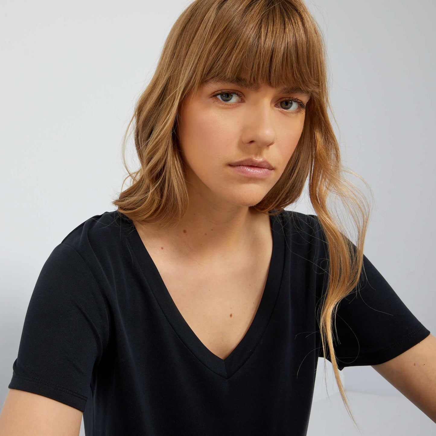T-shirt manches courtes mati re douce noir