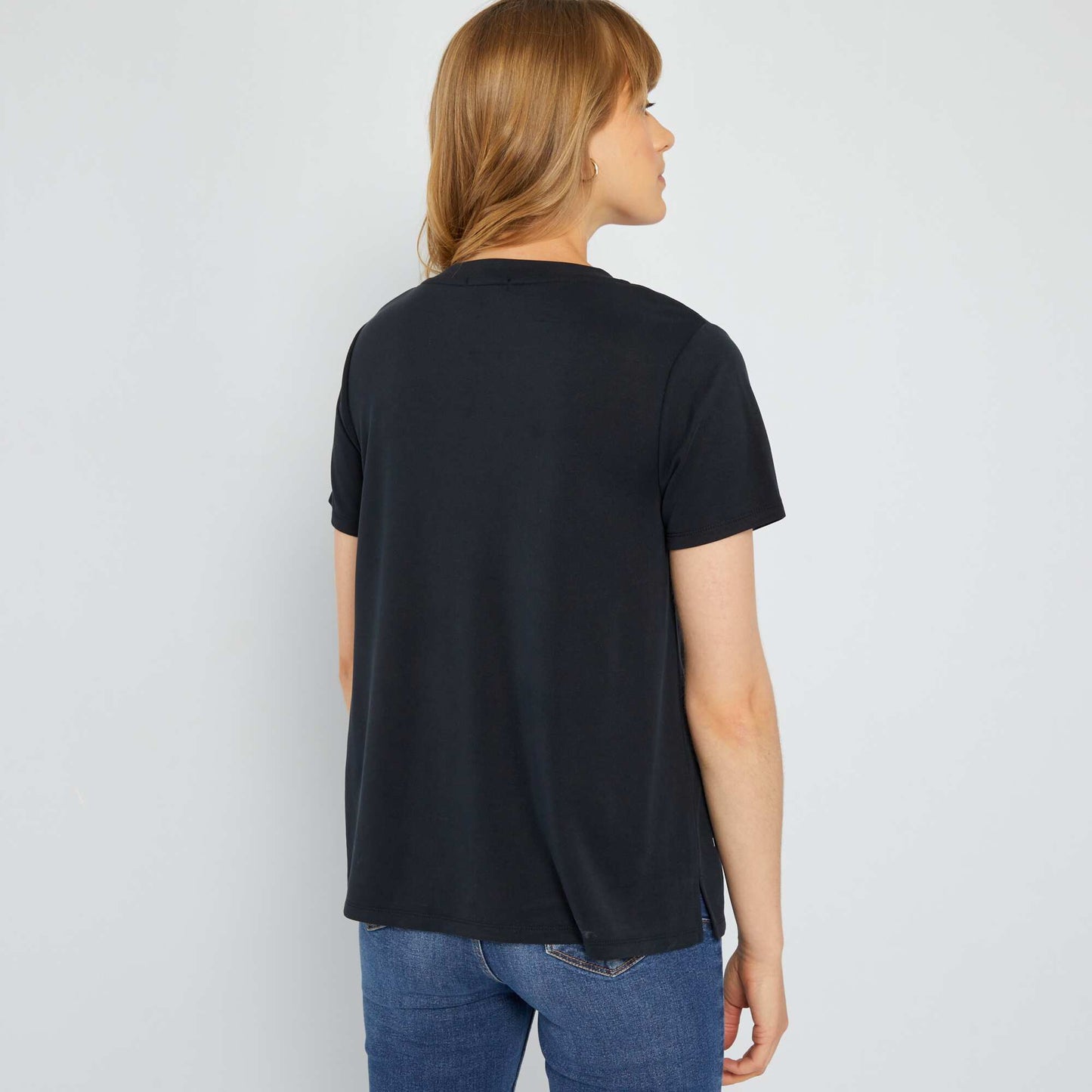 T-shirt manches courtes mati re douce noir