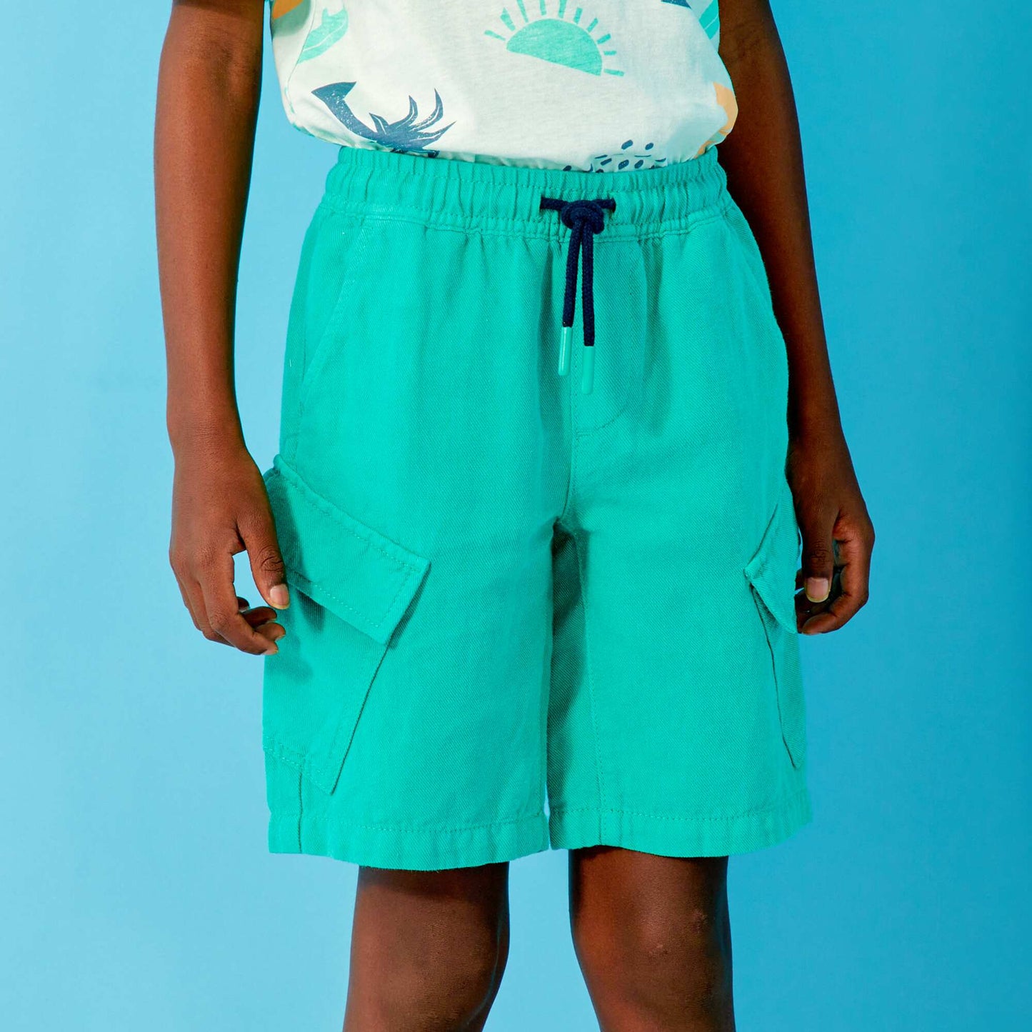Bermuda en coton et lin Vert