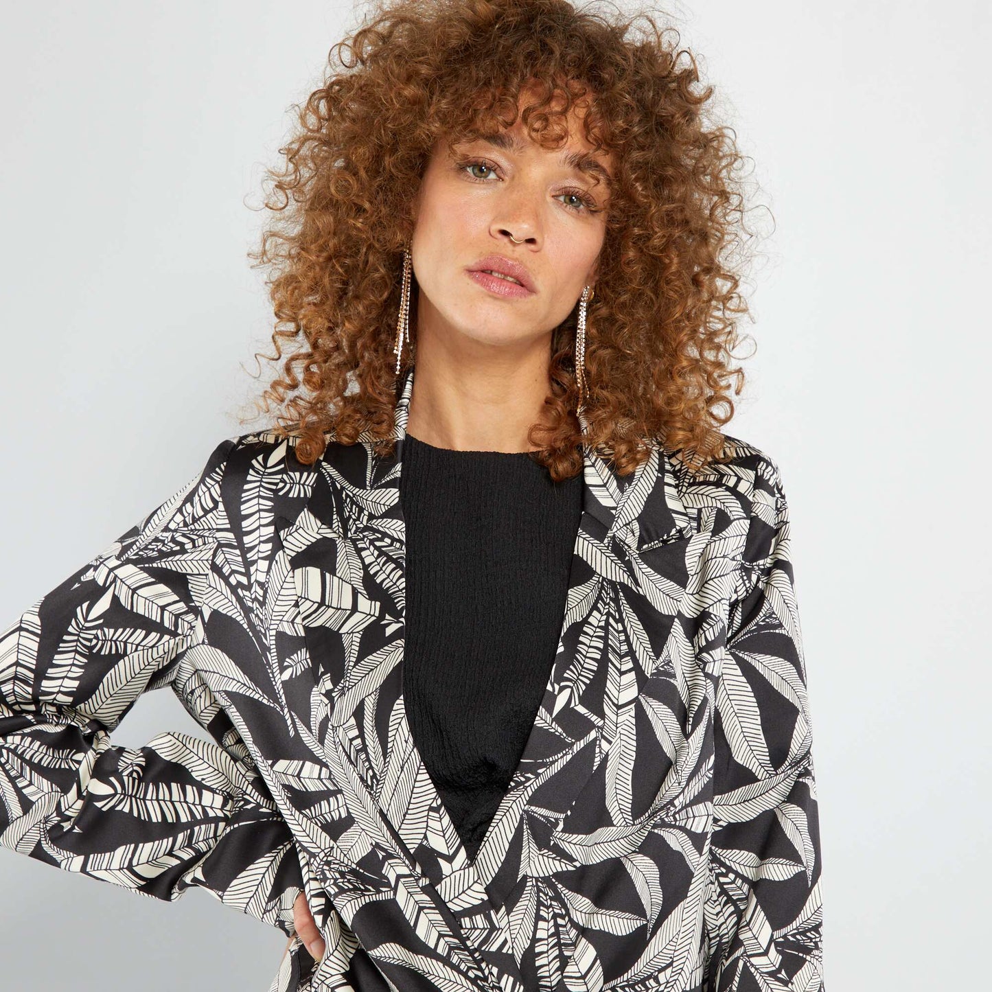 Veste tailleur satin e Noir
