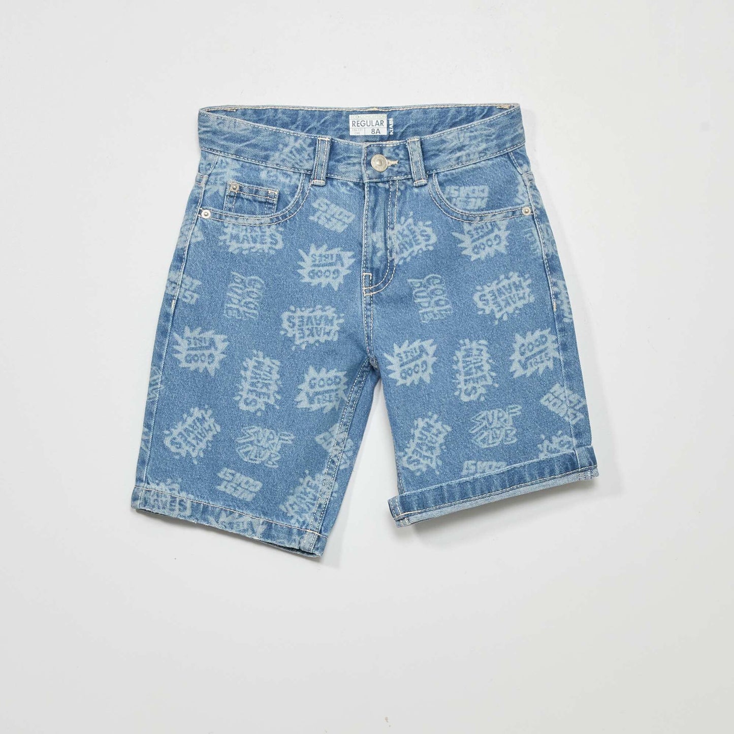 Bermuda en jean avec motif Bleu