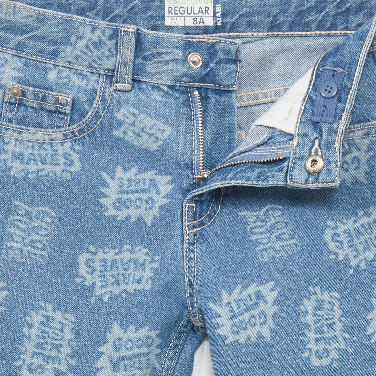 Bermuda en jean avec motif Bleu