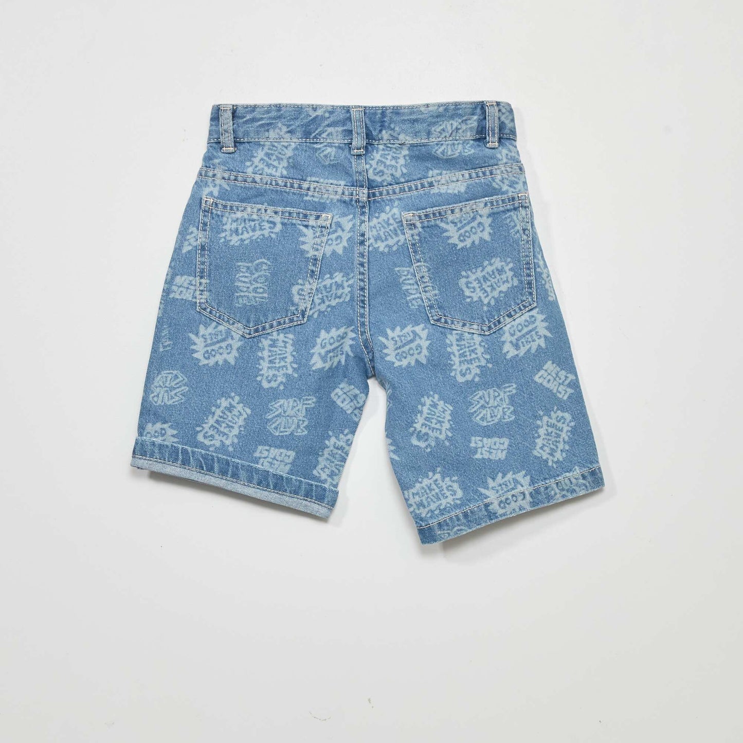 Bermuda en jean avec motif Bleu