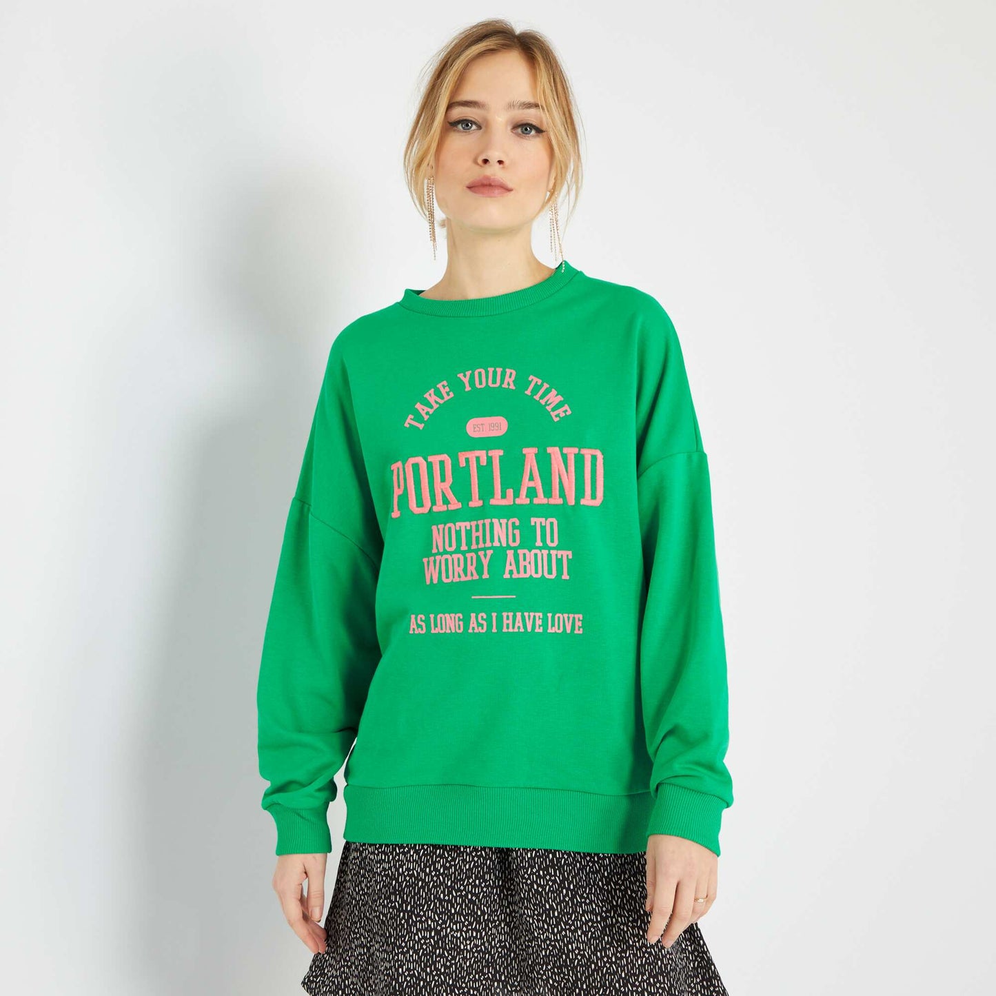 Sweat en molleton Vert/rose