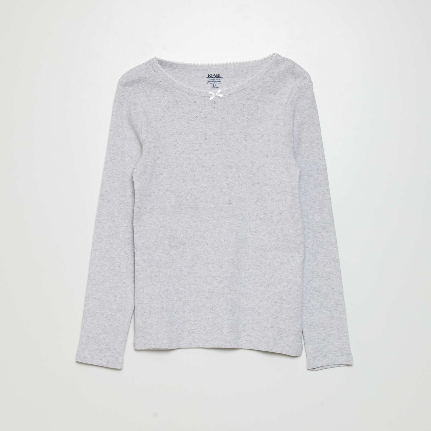 T-shirt en maille pointelle Blanc/gris